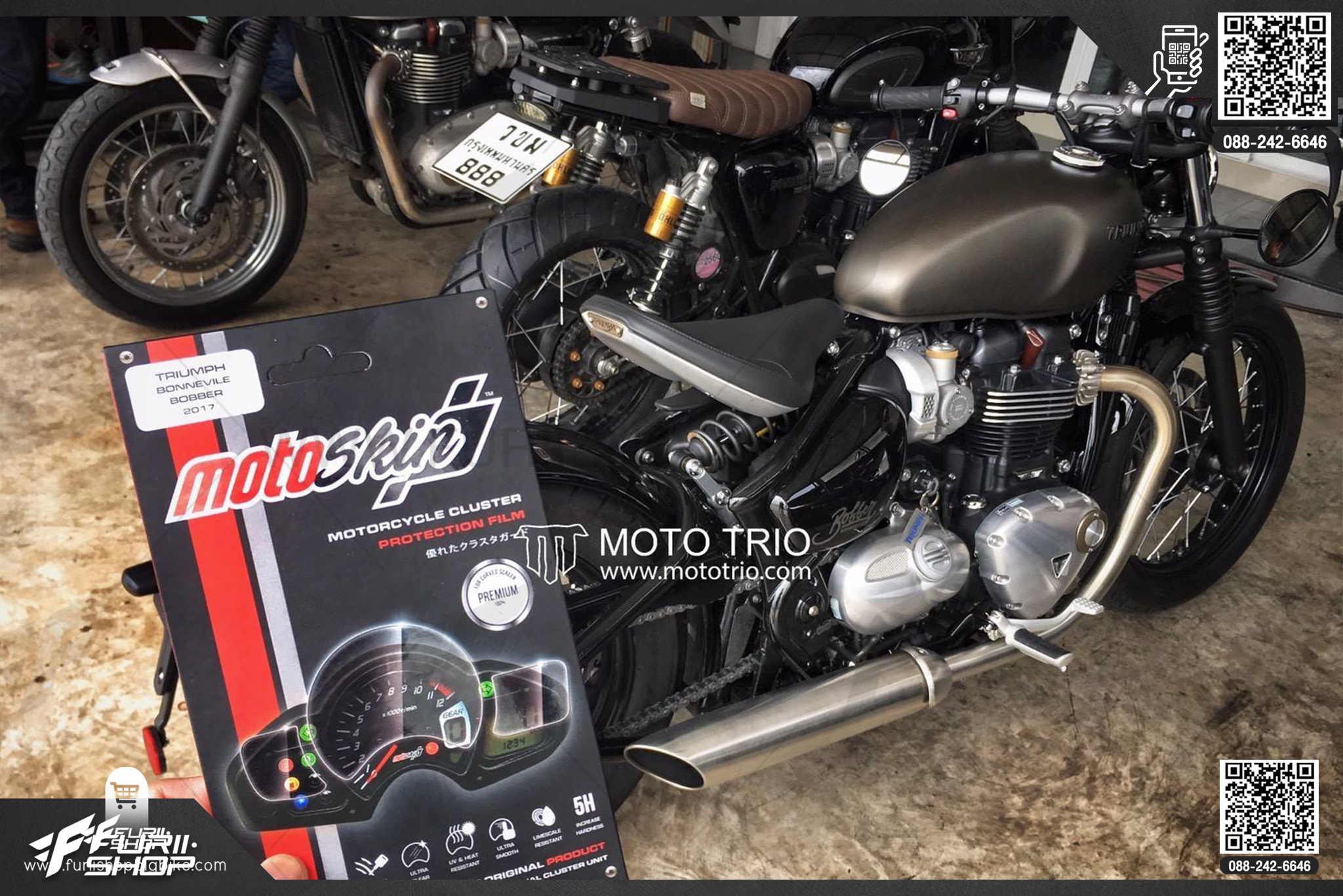 ฟิล์มกันลอยหน้าจอ MOTOSKIN FOR TRIUMPH BONNEVILE BOBBER 2017