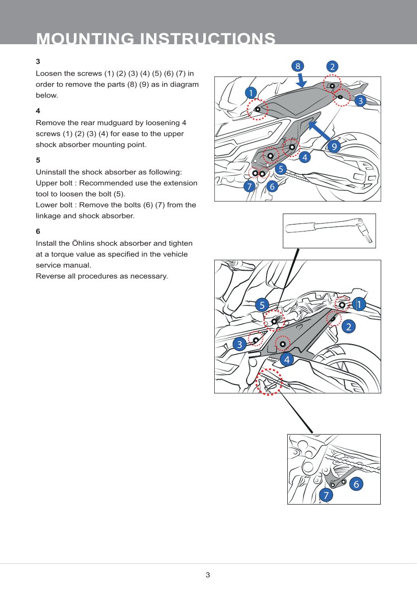 โช๊คหลังแต่ง Ohlins HO734 For Honda X-ADV 750 ปี 2017-2020