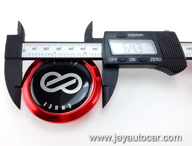 ฝาล้อรถยนต์ สำหรับ ล้อแม็ก สติ๊กเกอร์ ENKEI สีแดง ขนาด 58 มิล 1ชุด 4ชิ้น 58mm.