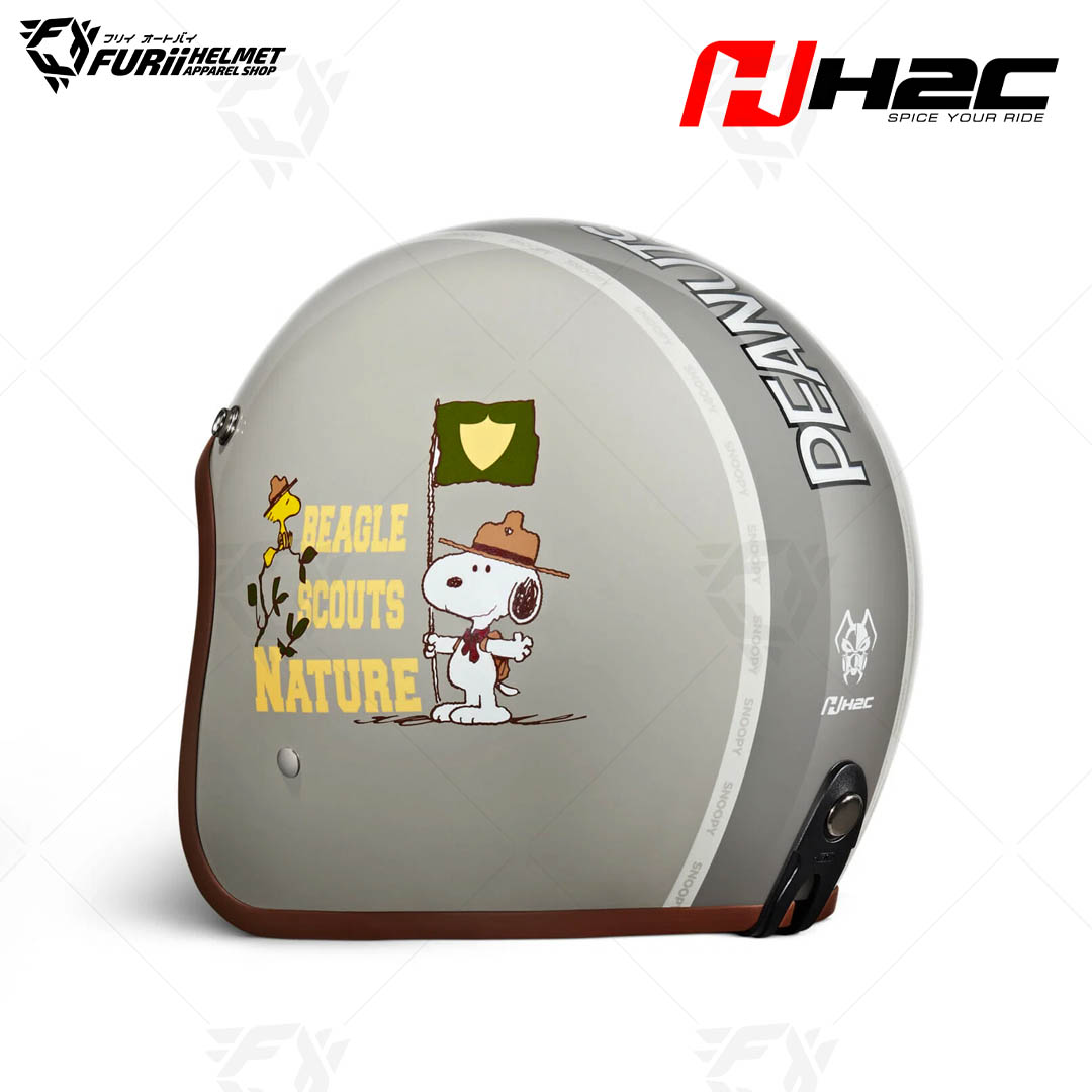 หมวกกันน็อค H2C : SNOOPY BROWN (Free Size)