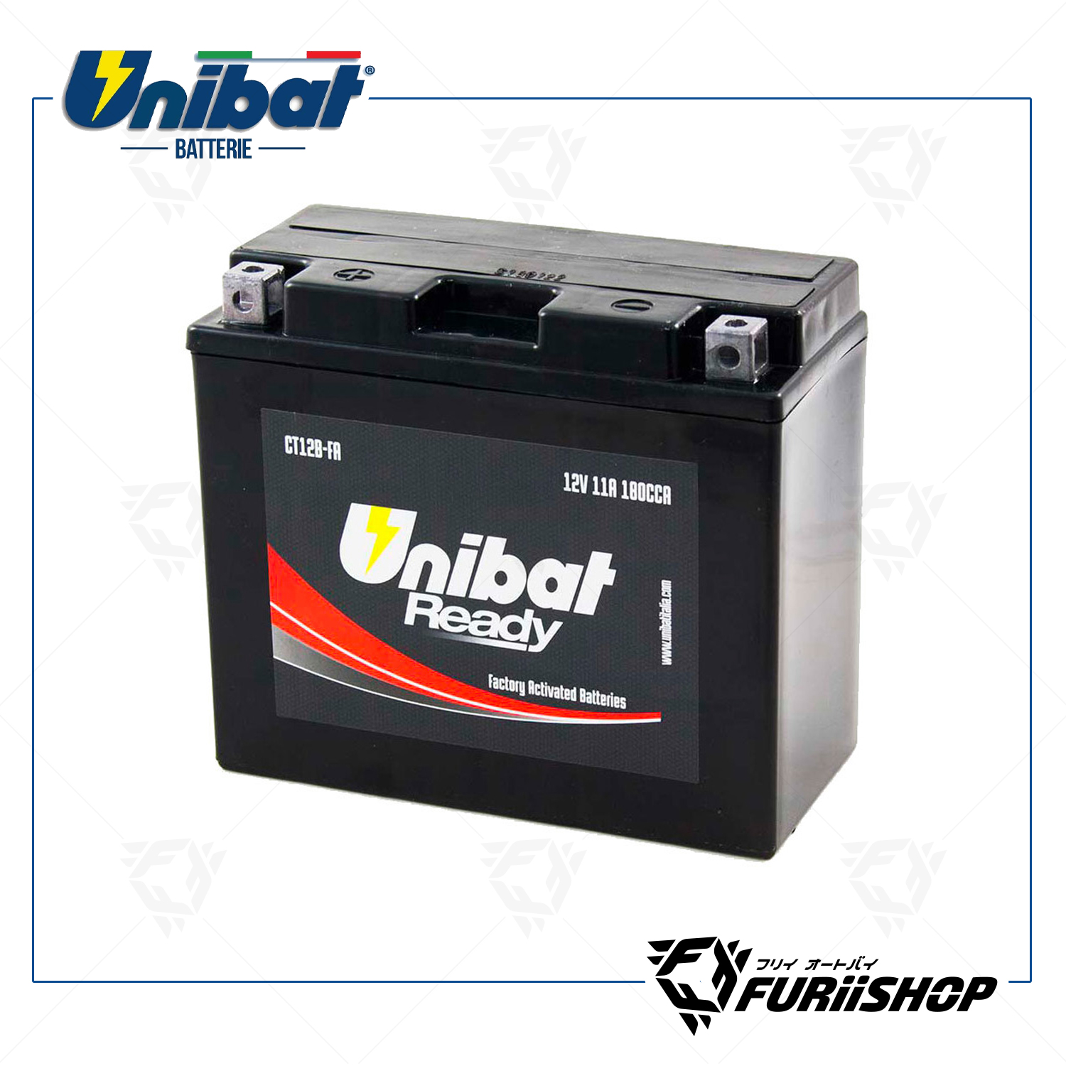 แบตเตอร์รี่รถมอเตอร์ไซต์ Unibat Battery Ready Series CT12B-FA For Ducati , Vespa , Kawasaki , Triumph