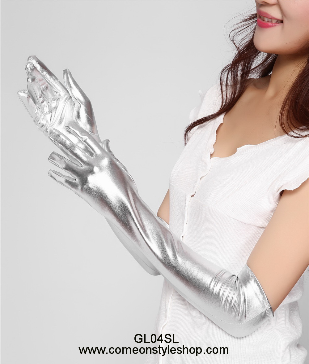 ถุงมือออกงาน แบบยาว 17 นิ้ว ผ้าซาติ long glove satin