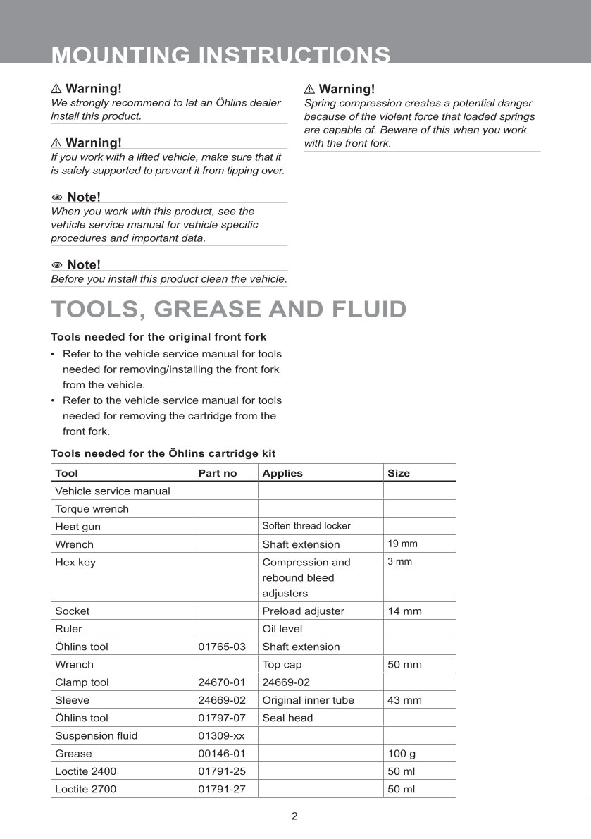 สปริงโช้คหน้า Ohlins FKS517 For Harley-Davidson Softail FXDR 114 2019-2022
