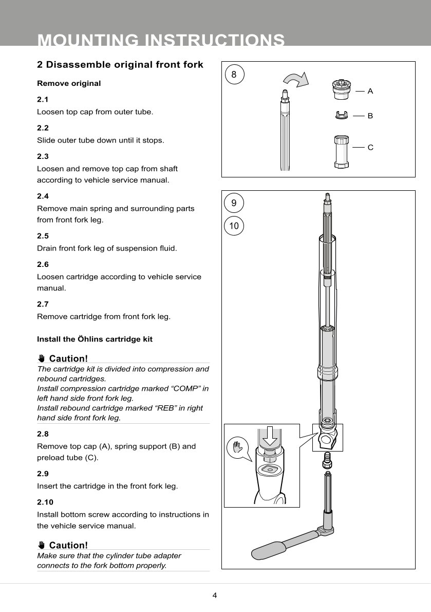 สปริงโช้คหน้า Ohlins FKS505 For BMW R nineT 2017-2023