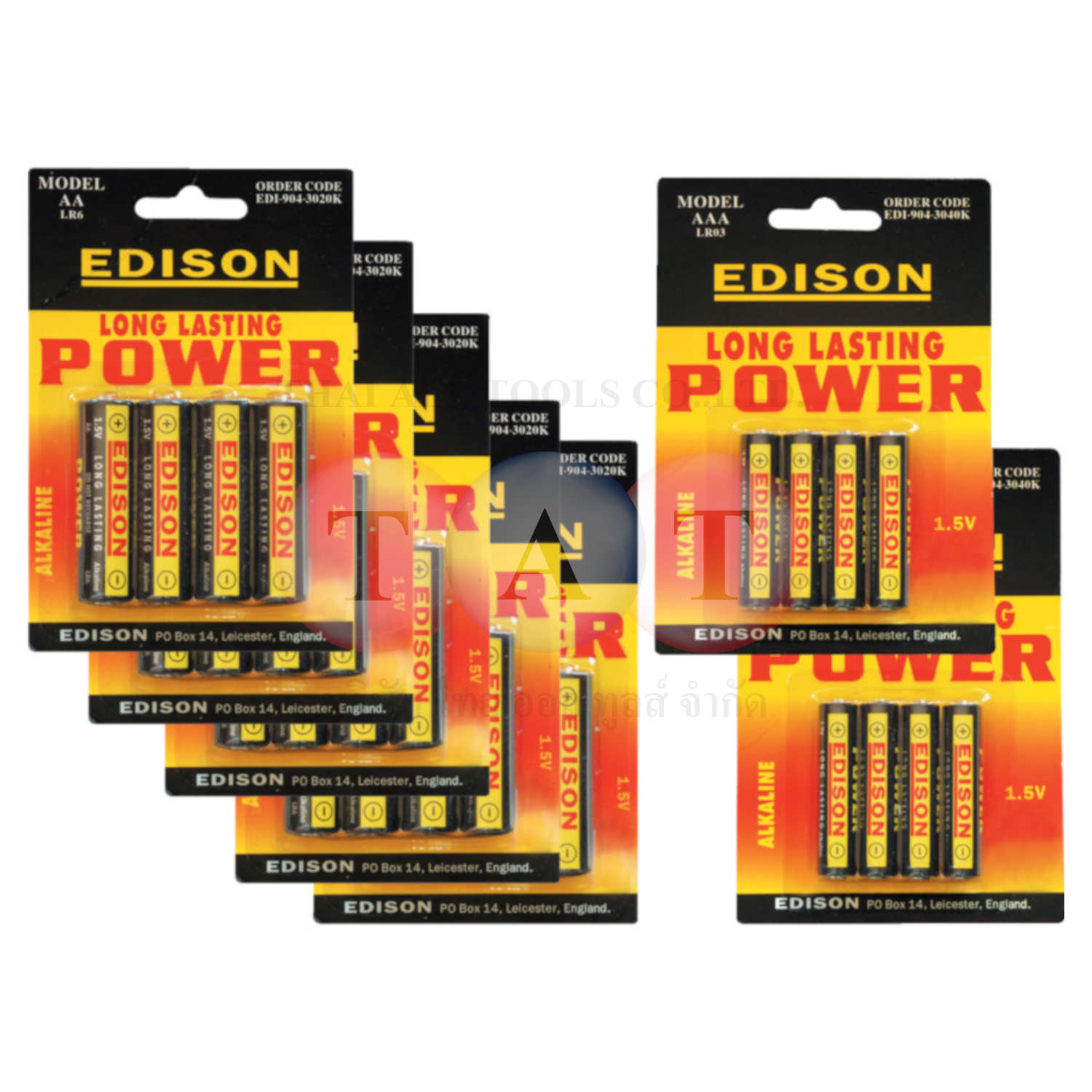 Edison.28 Alkaline Batteries Set 5 Packs of AA & 2 Packs of AAA