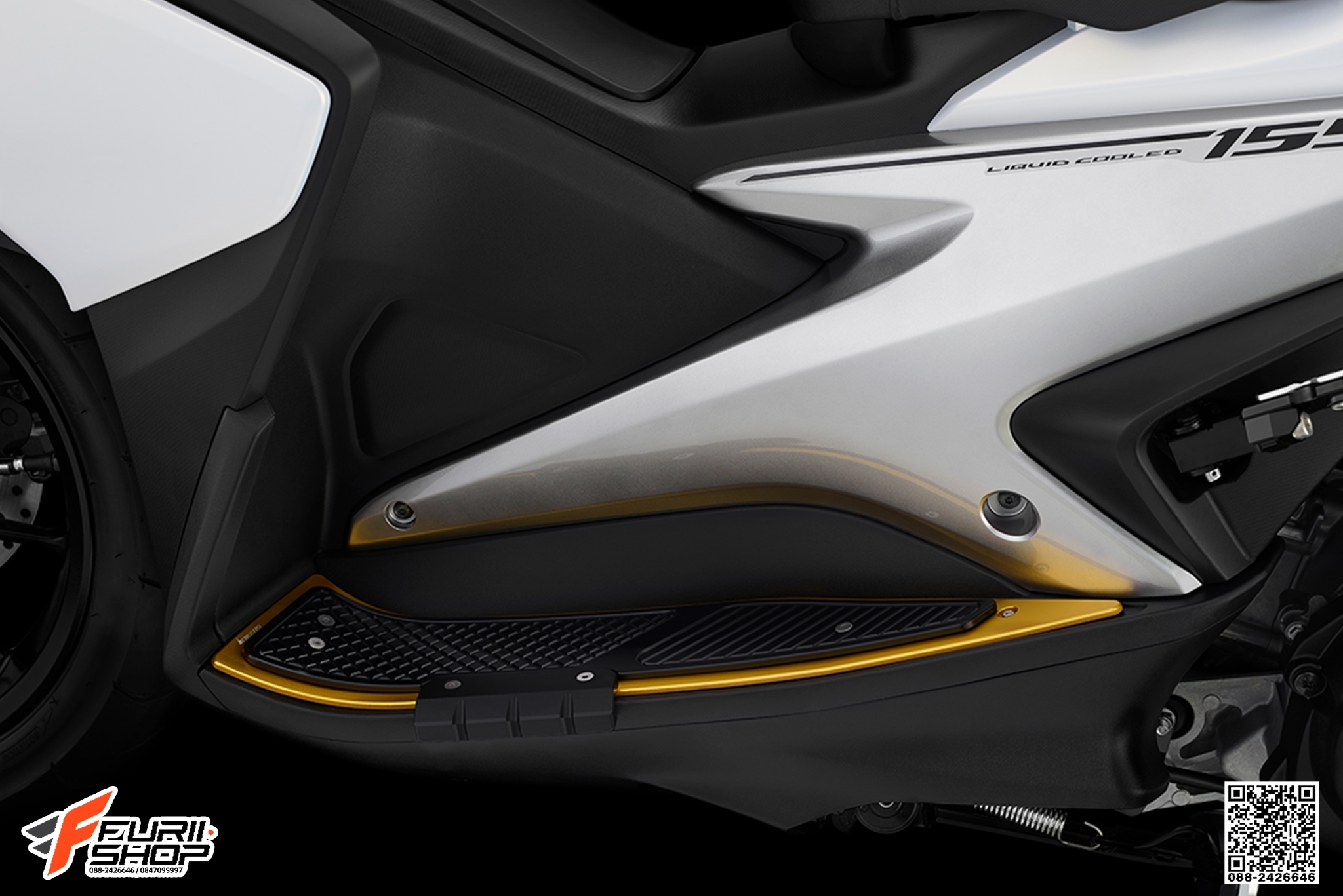 แผ่นวางเท้าพร้อมกันล้มด้านข้าง BIKERS สีทอง FOR YAMAHA AEROX155