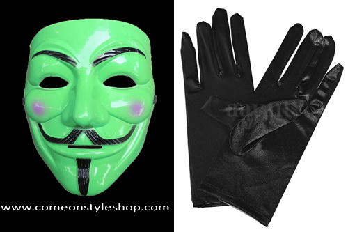 หน้ากาก+ถุงมือ Guy Fawkes จากภาพยนต์เรื่อง V for Vendetta หน้ากากปาร์ตี้