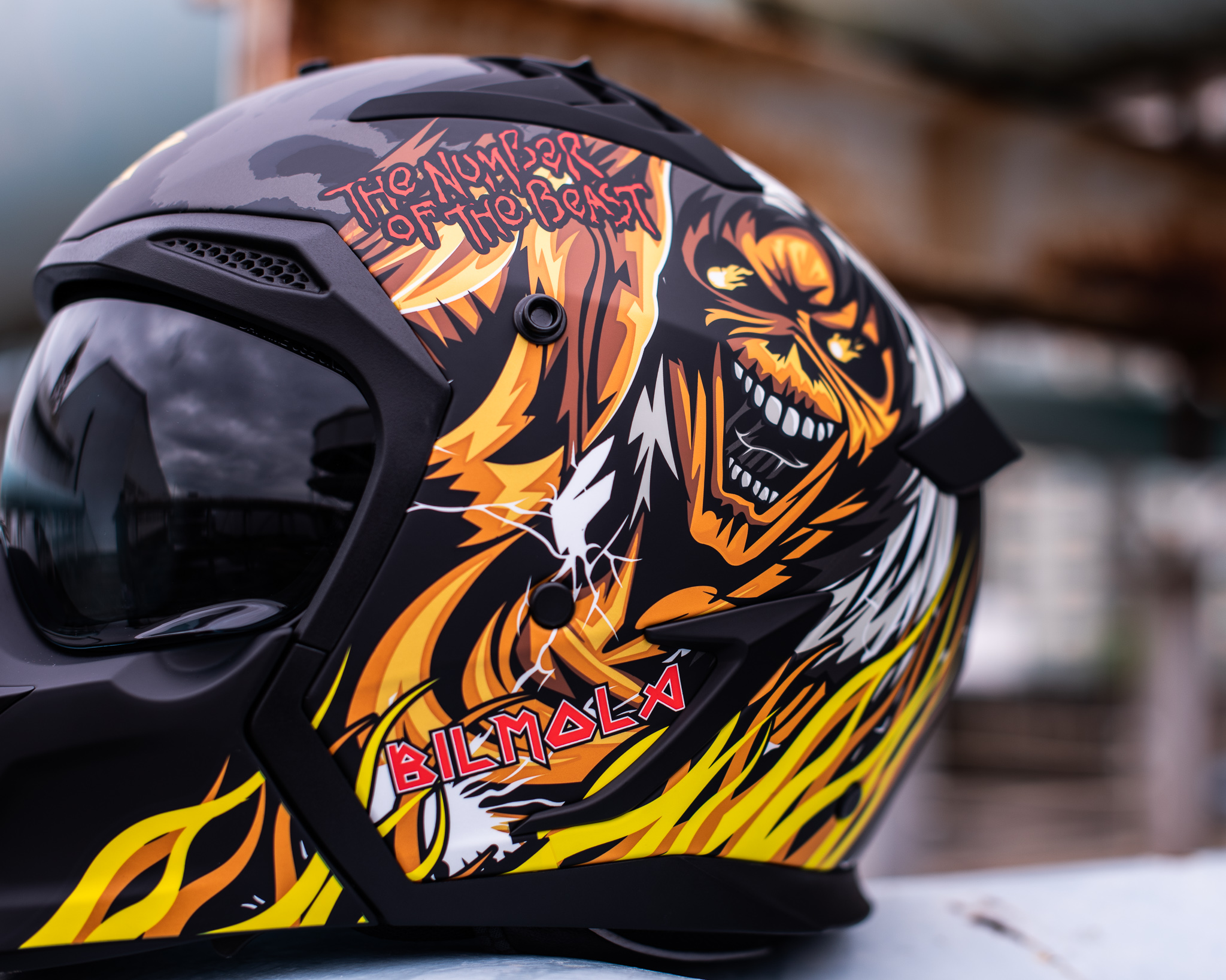 หมวกกันน็อคเต็มใบ Bilmola รุ่น SPIKER Iron Maiden LIMITED EDITION The Number of The Beast Back
