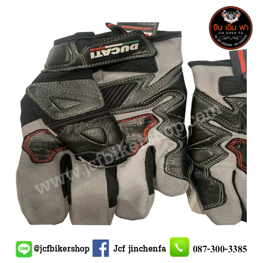 ถุงมือมอไซค์ ถุงมือมอเตอร์ไซค์ ถุงมือขับมอเตอร์ไซค์ ถุงมือ Ducati ดำ-คาดแดง