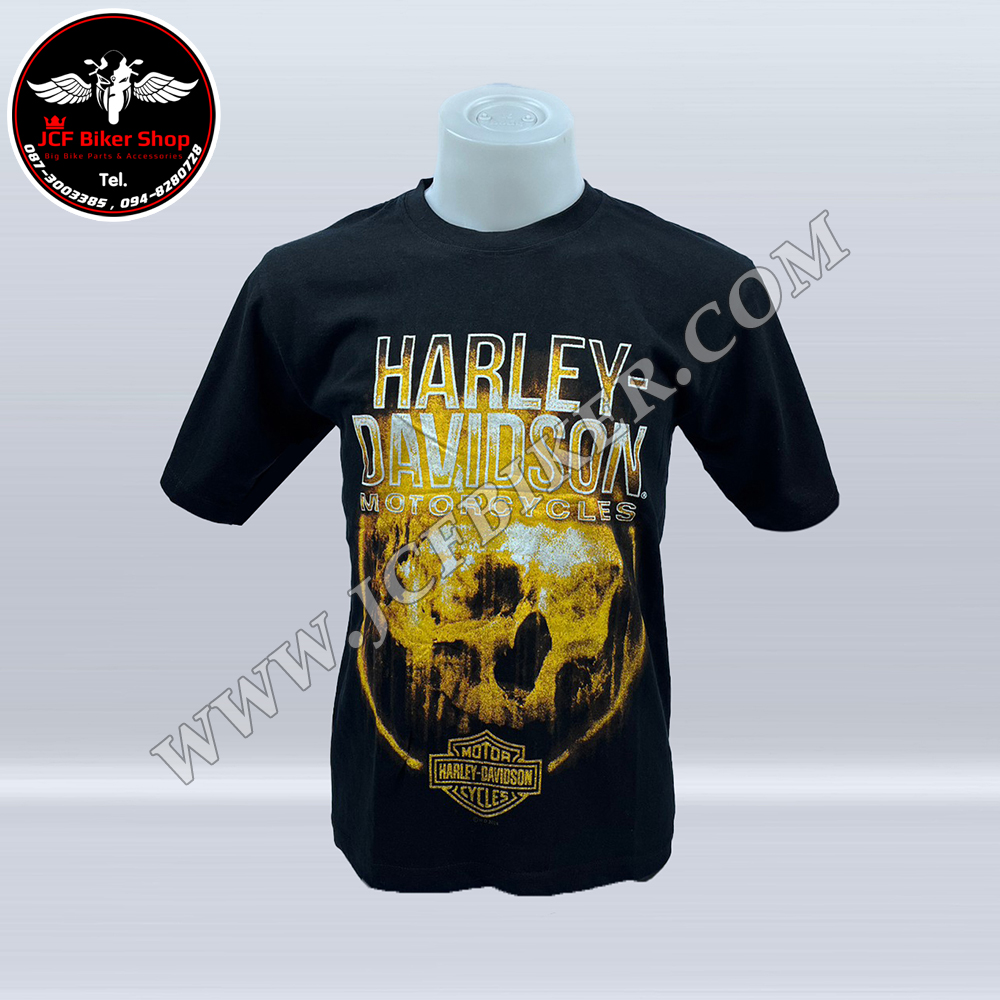 เสื้อยืดแขนสั้น H-D ลายกระโหลก #04 สีดำ S,M,L,XL,XXL