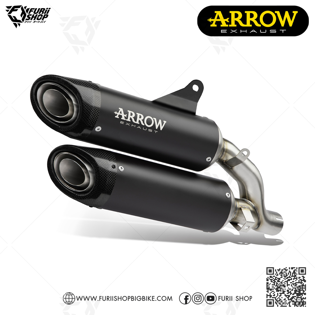 ท่อมอเตอร์ไซค์ Arrow Slip on Twin Black Titanium : for Ducati Hypermotard 950 2019-2022