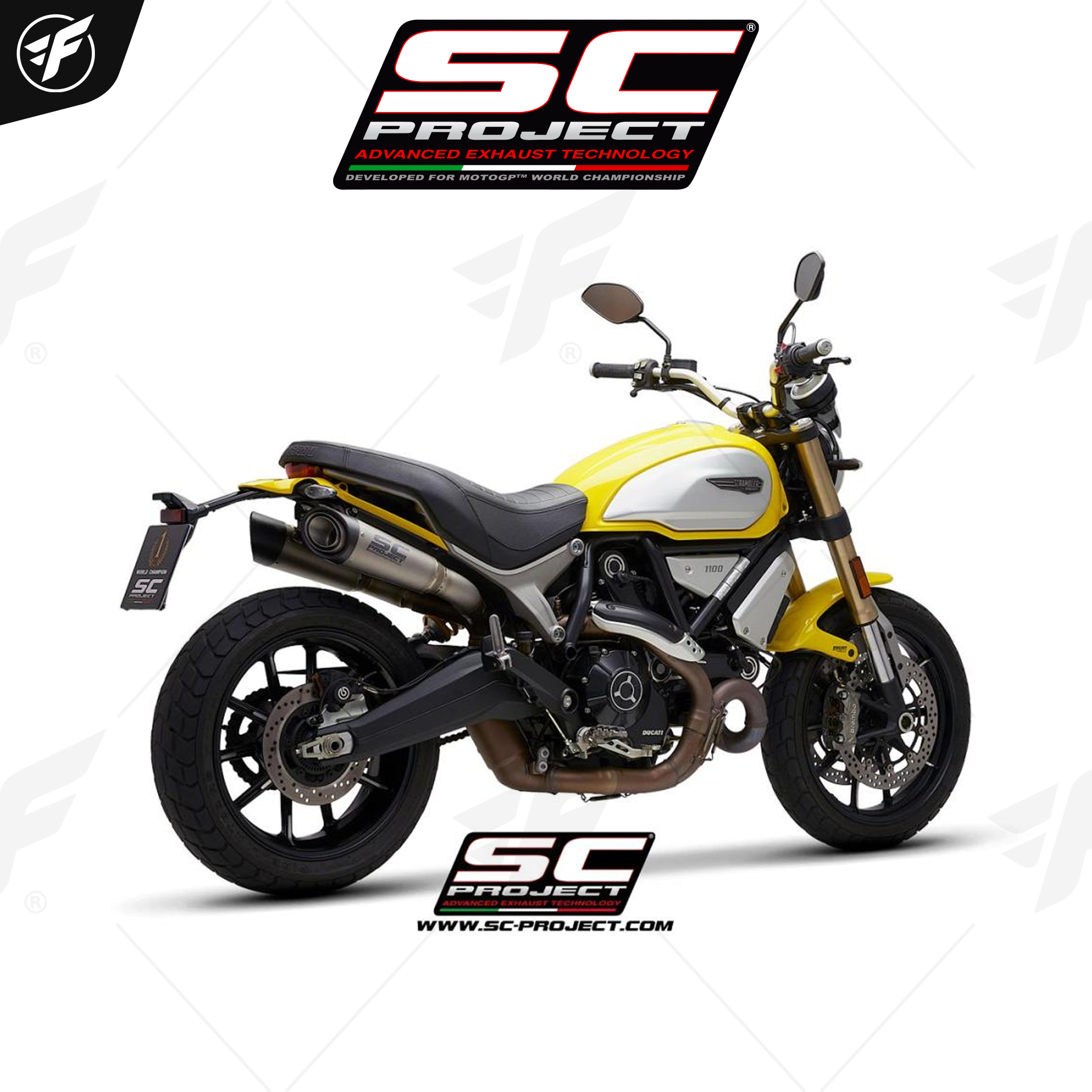 DUCATI SCRAMBLER 1100 (2018 - 2019) Pair of S1 Mufflers, Titanium, with Carbon fiber end cap
