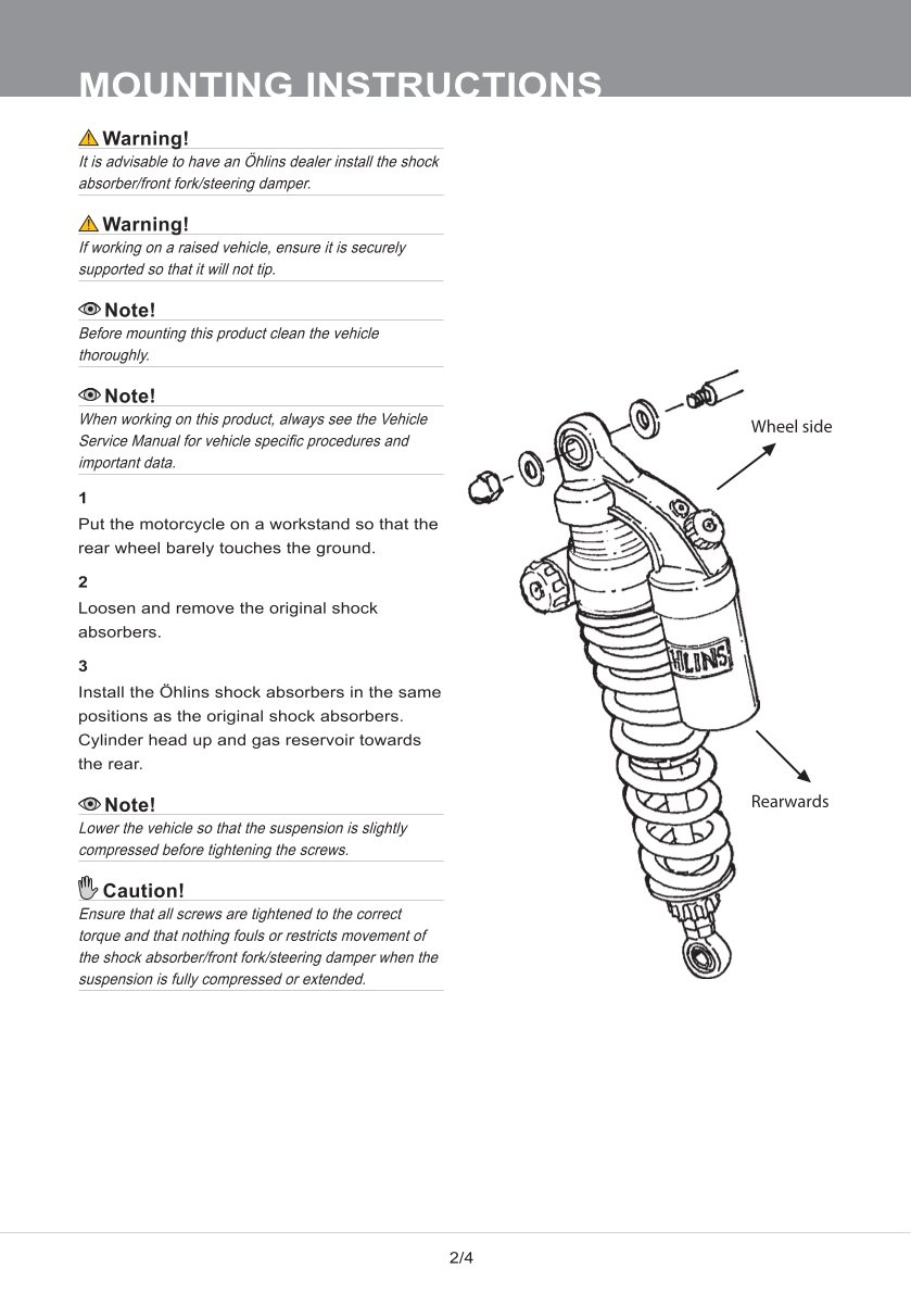 โช๊คหลังแต่ง Ohlins YA145 For Yamaha XJR 400 ปี 1991-2000