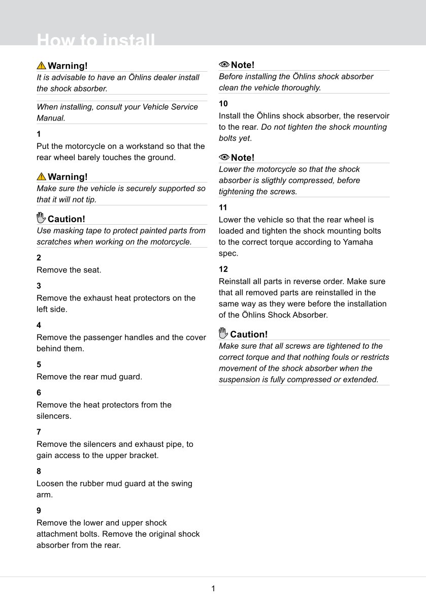 โช๊คหลังแต่ง Ohlins YA817 For Yamaha XT 660 Z Ténéré ปี 2008-2012