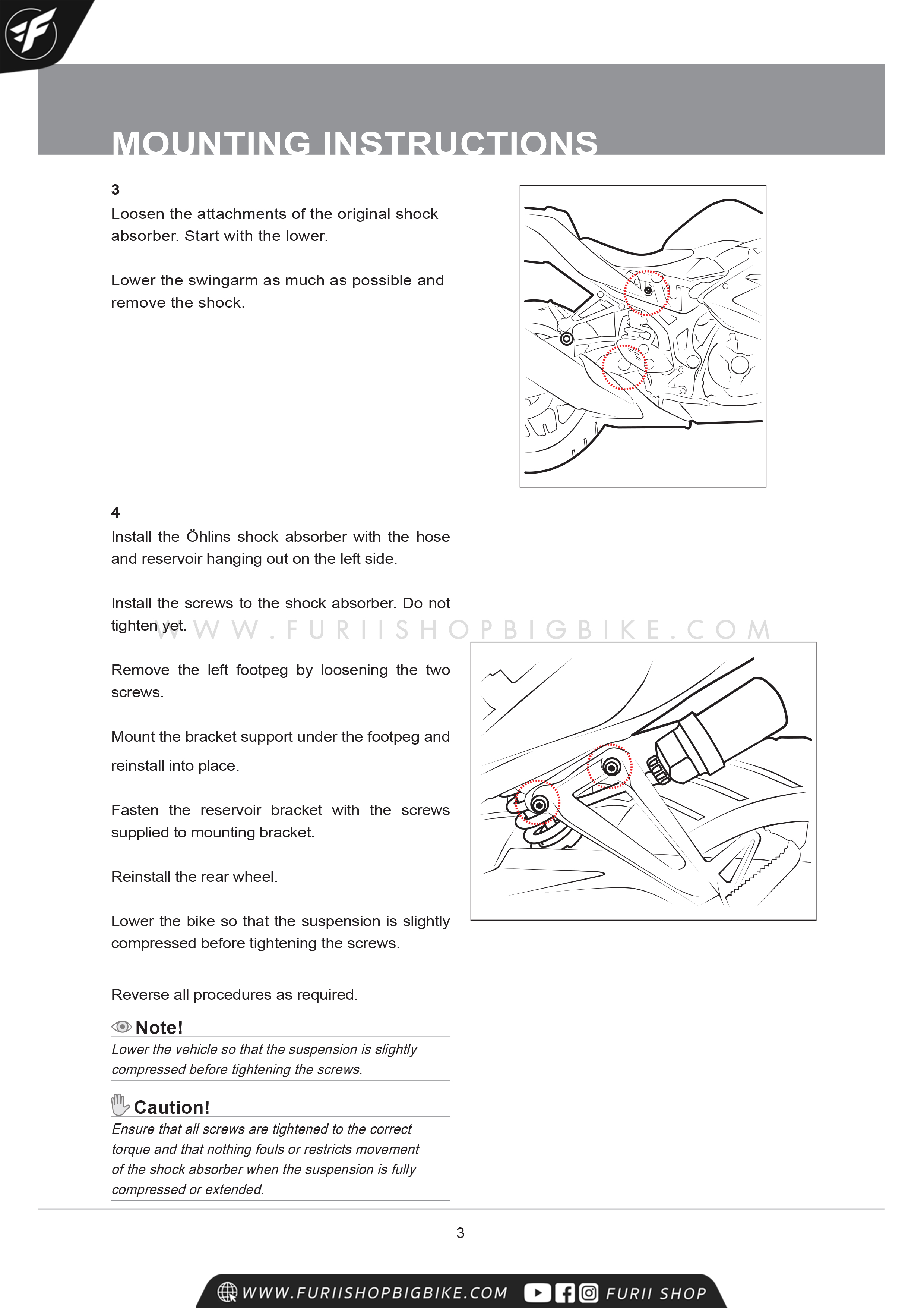โช๊คหลัง OHLINS Sweden YA467 Yamaha R25, MT-03