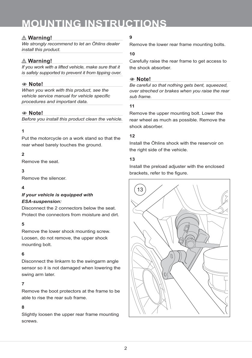 โช๊คหลังแต่ง Ohlins BM148 For BMW R 1250 GSA ปี 2019-2023