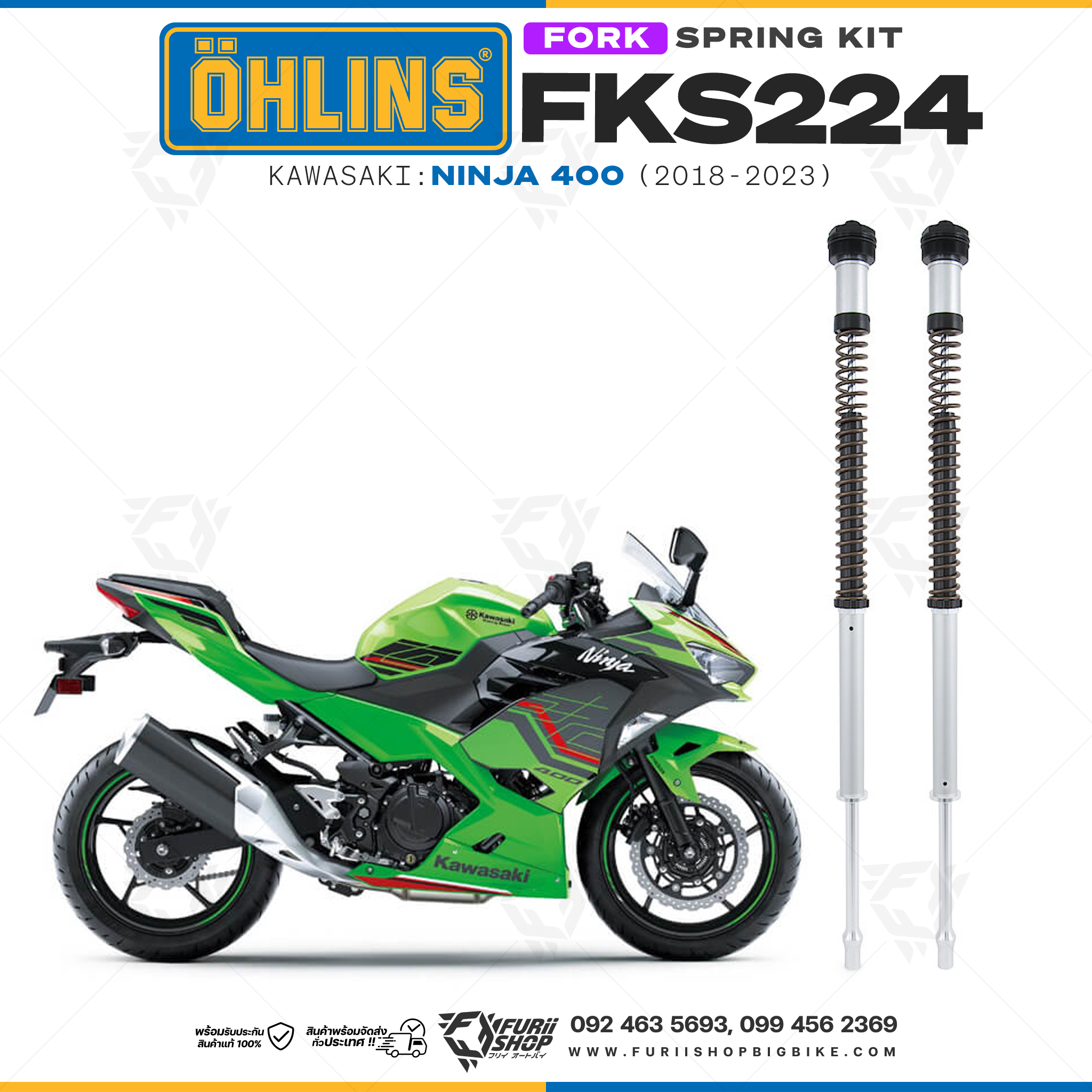 สปริงโช้คหน้า Ohlins FKS224 For Kawasaki Ninja 400 2018-2023