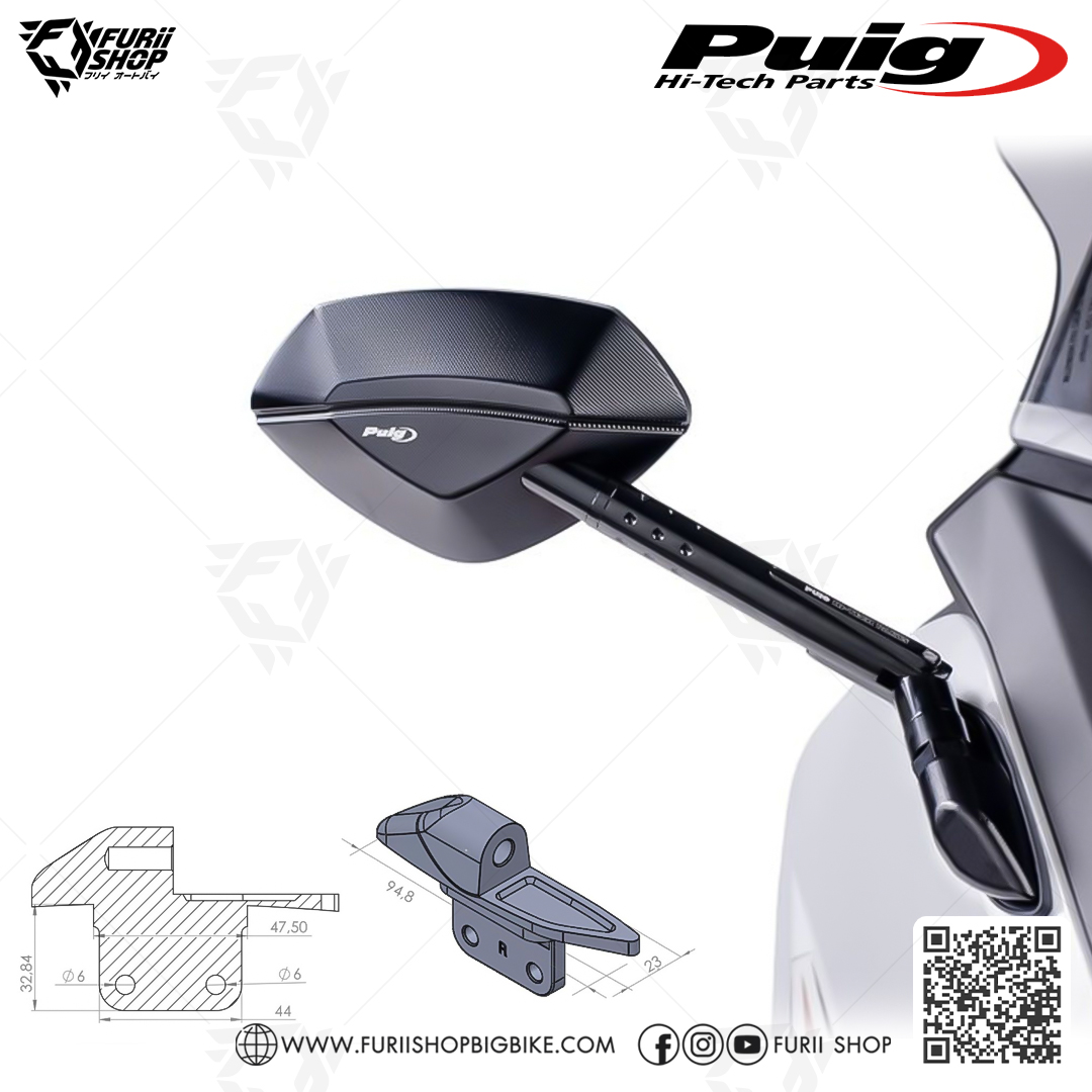 กระจก Puig Mirror : for Yamaha TMAX530 SX/DX 2017-2019 & TMAX560 2020-2021 & All new Tmax560 2022-2023