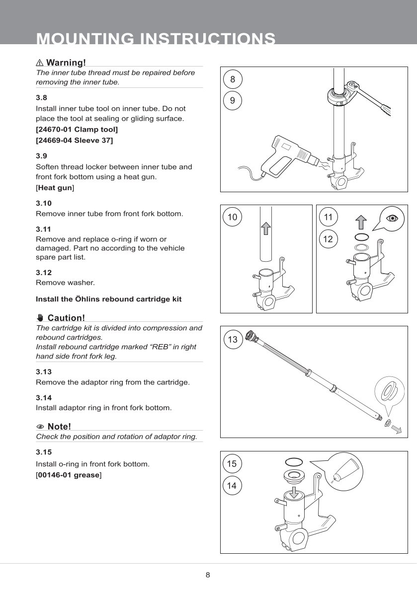 สปริงโช้คหน้า Ohlins 21944-01 For Yamaha R3 2019-2024