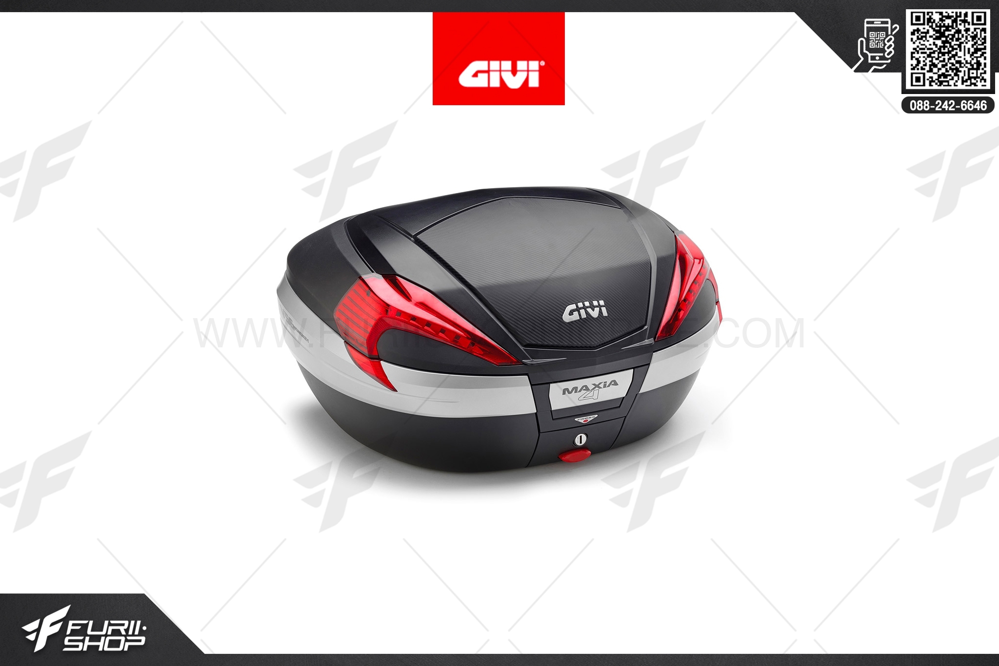 กล่องหลัง GIVI Top Cases V56NN : V56 with red reflectors and carbon cover, Black