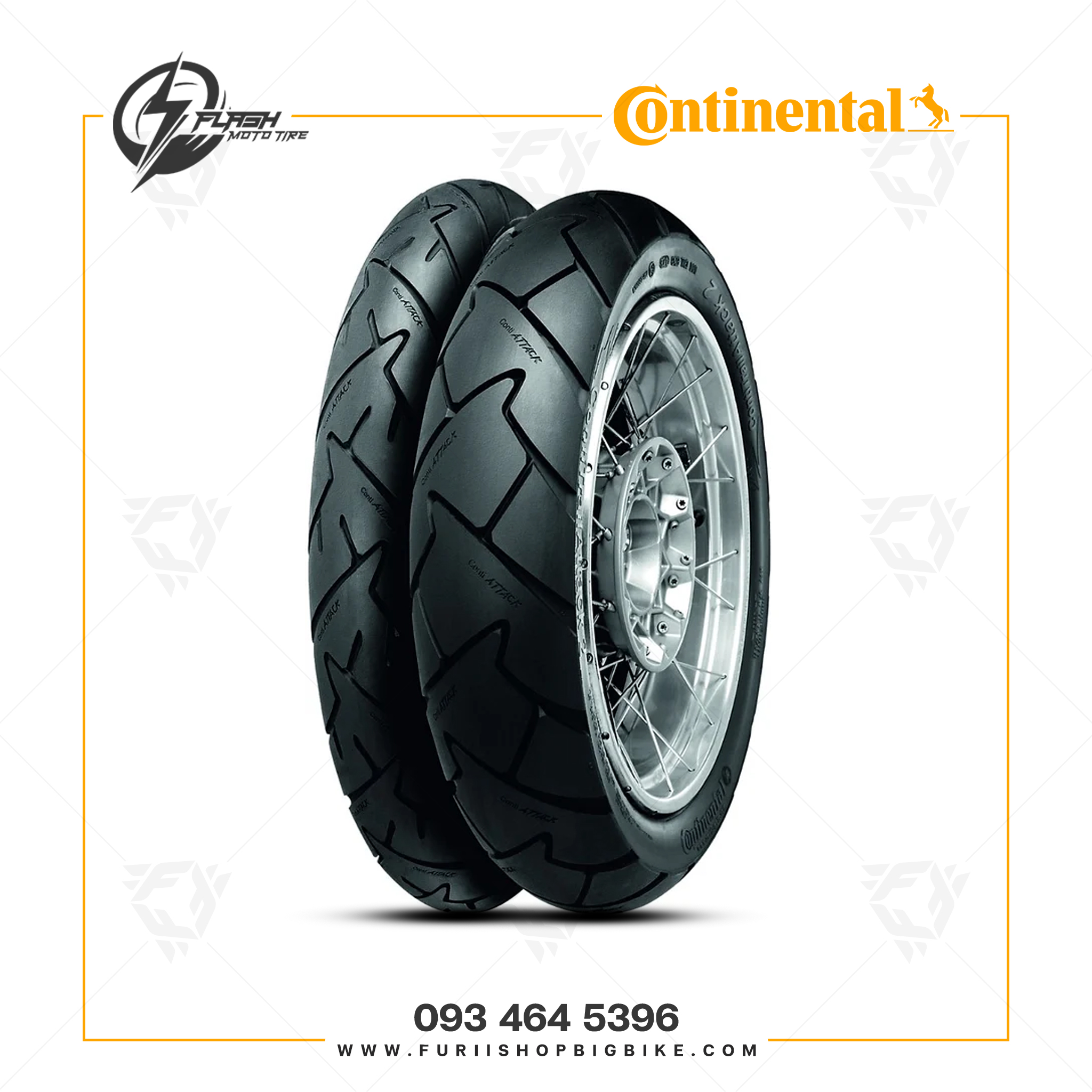 ยางมอเตอร์ไซค์บิ๊กไบค์ CONTINENTAL CONTITRAILATTACK 2 160/60 ZR 17 M/C 69W TL>> Flash Moto Tire ยางมอเตอร์ไซต์ ยางบิ๊กไบท์ ยางBigbike Mototire