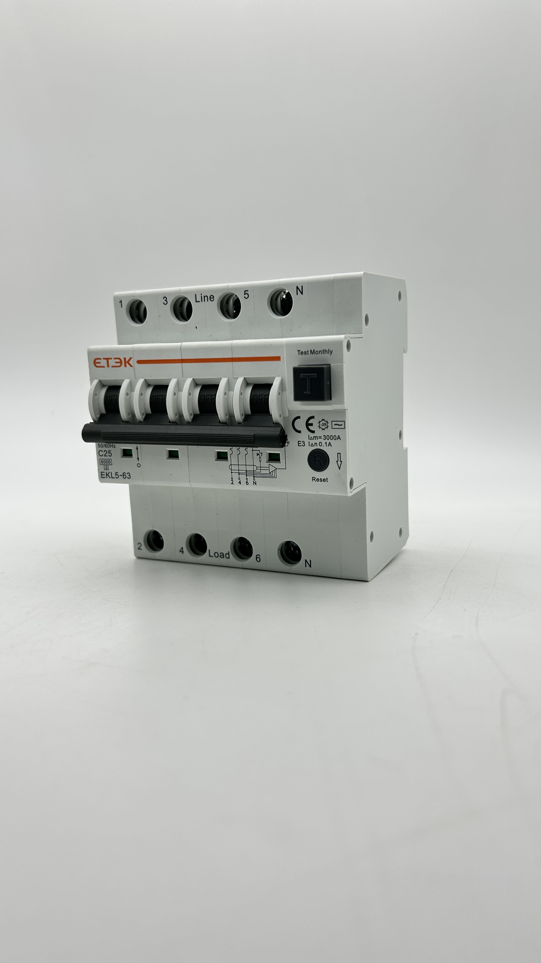 RCBO เบรกเกอร์กันดูด รุ่น EKL-63 2P/4P 6kA ( 30mA / 100mA ) ป้องกันไฟรั่ว ไฟเกิน และป้องกันไฟลัดวงจร