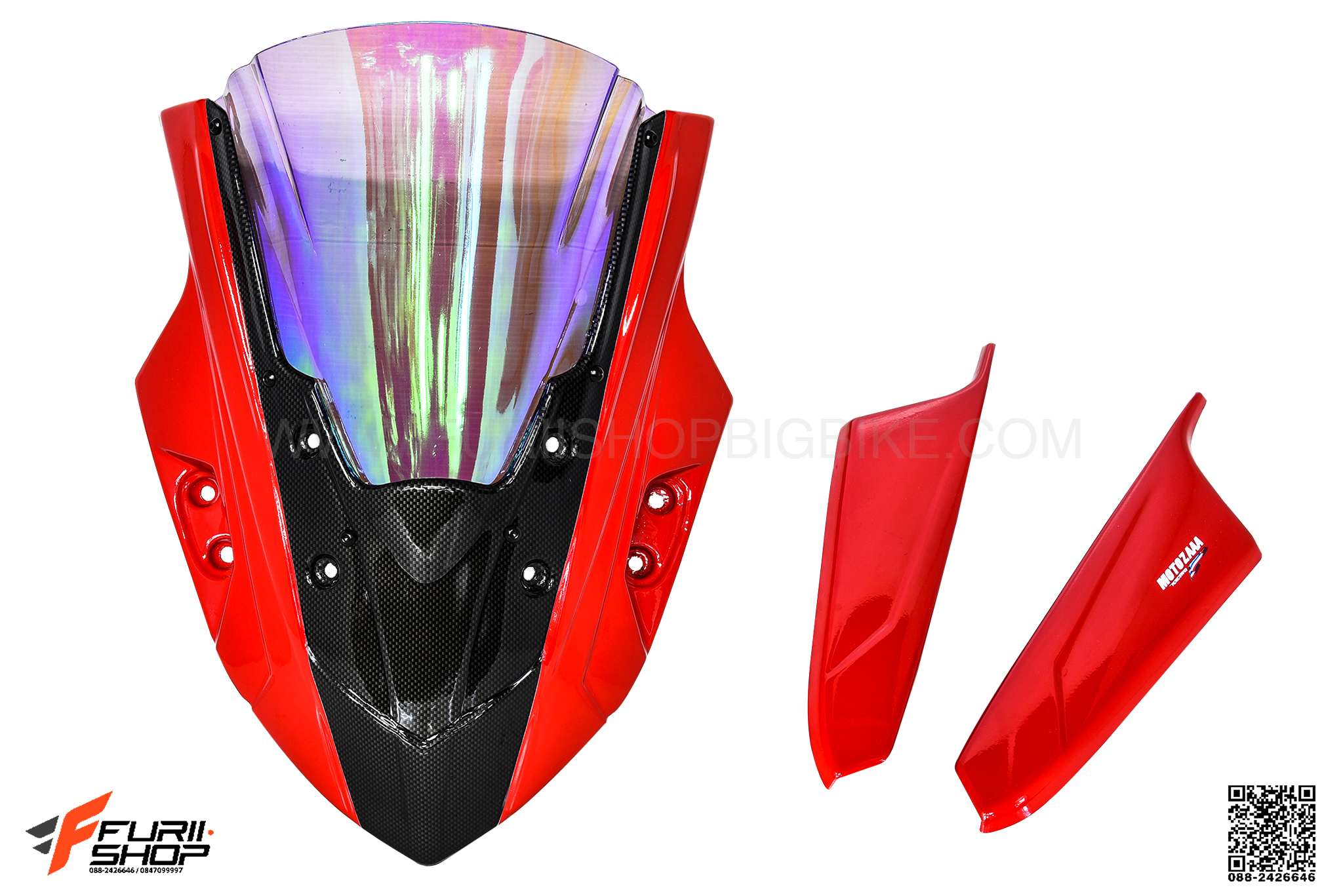 ชิวหน้า MOTOZAAA RAIJIN V3 สีแดง ชิวรุ้ง FOR HONDA CBR650F