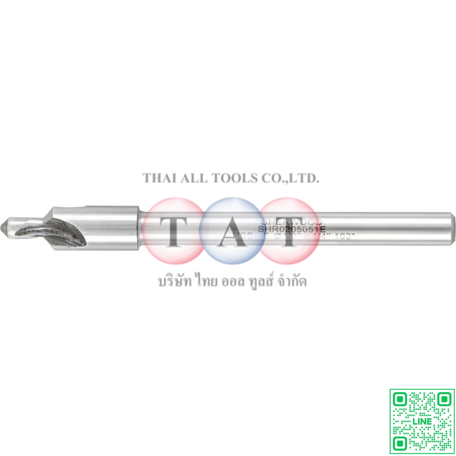 Sherwood 100°, Countersink, 1/8in., Straight Shank, 3 fl, Cobalt High Speed Steel SHR0205051E