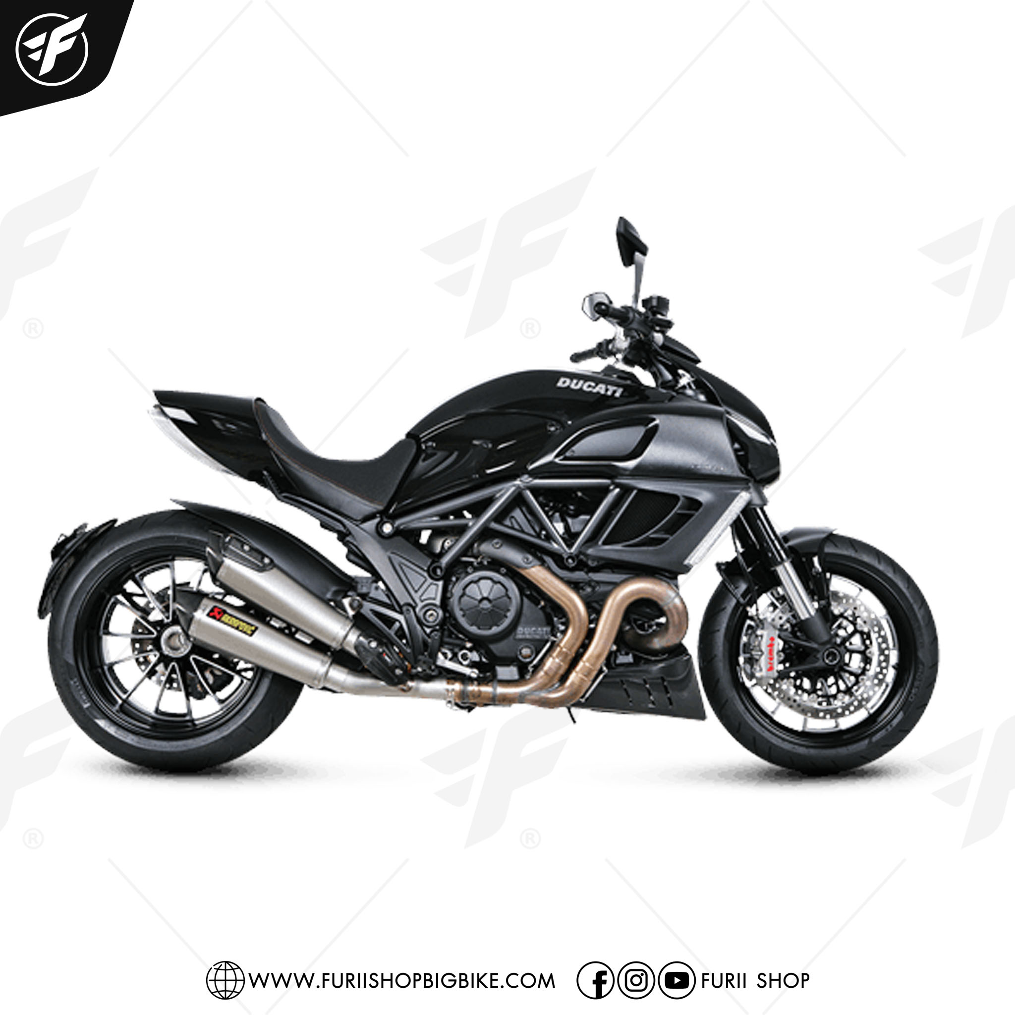 ท่อ AKRAPOVIC SLIP ON DOUBLE MEGAPHONE FOR Ducati Diavel 2011-2018