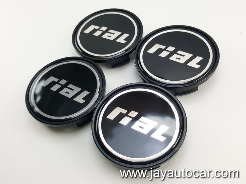 ฝาล้อรถยนต์ Logo Rial สำหรับ ล้อแม็ก สติ๊กเกอร์เรซิ่น Rial สีดำ ขนาด 63.5 มิล 1ชุด 4ชิ้น 63.5mm.