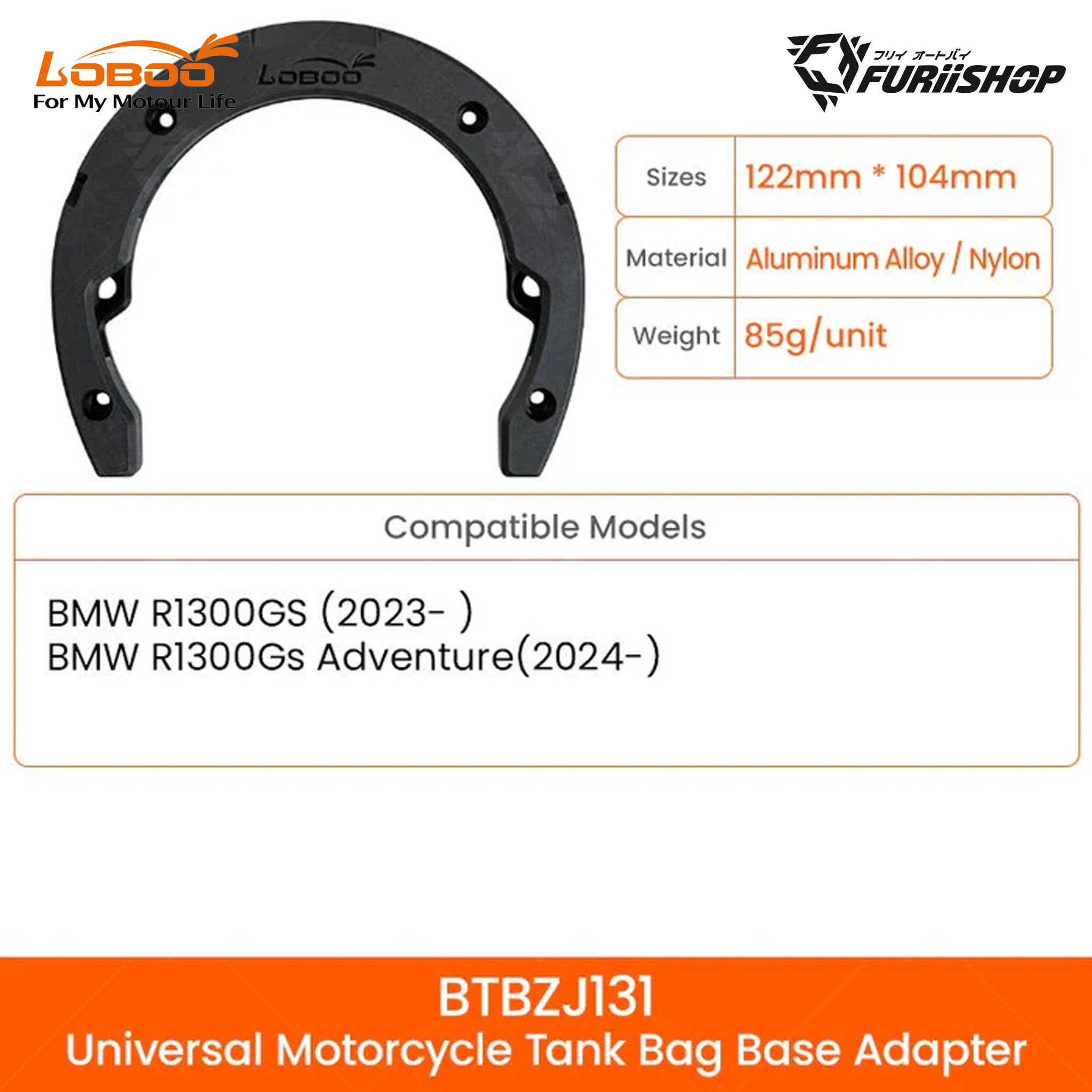 TankBagRing BTBZJ แหวนล็อคบนฝาน้ำมัน สำหรับ Desert Tank Bag 7 ลิตร