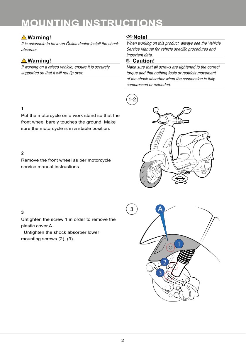 โช้คหน้า OHLINS PI801 For Vespa Sprint 150 ABS 2017-2024