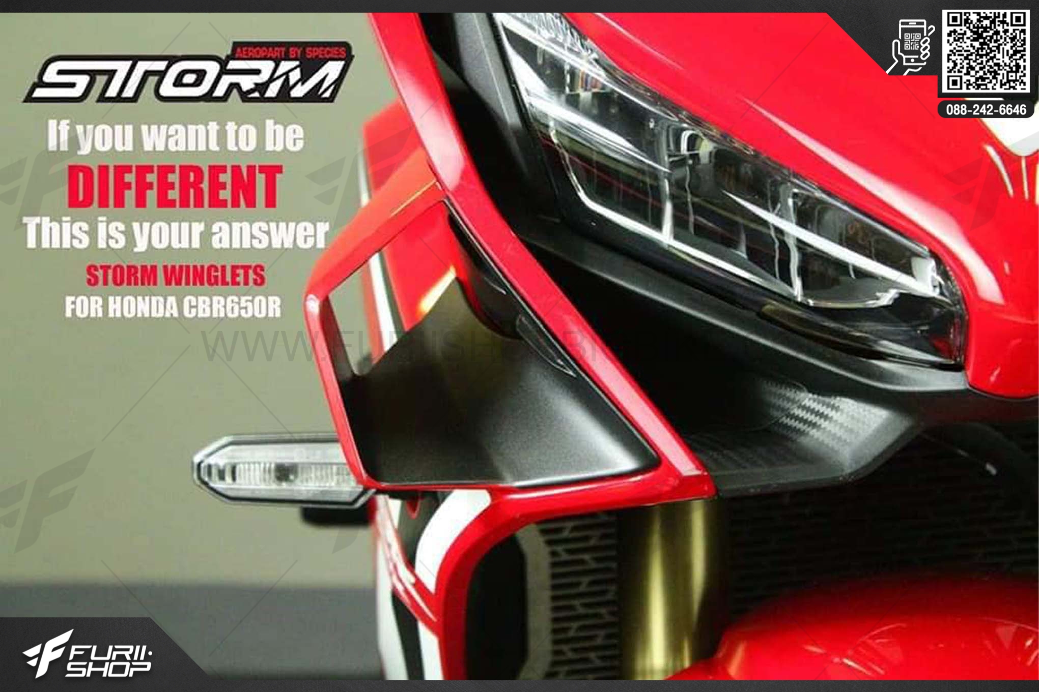 วิงเล็ต ปีกใต้ไฟหน้าแต่ง WINGLETS FOR HONDA CBR650R