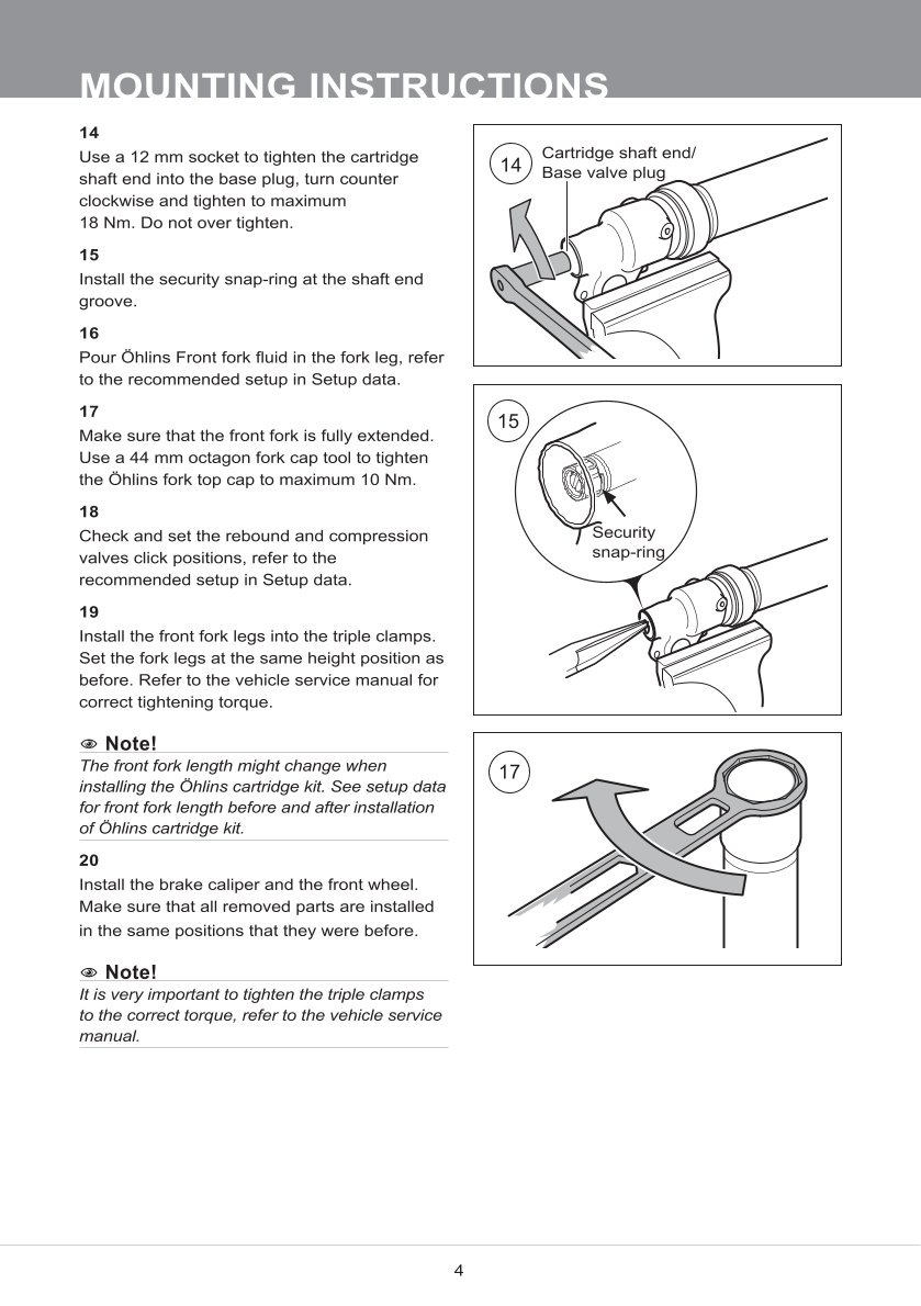 สปริงโช้คหน้า Ohlins FCX0104 For Yamaha YZ 65 2018-2024