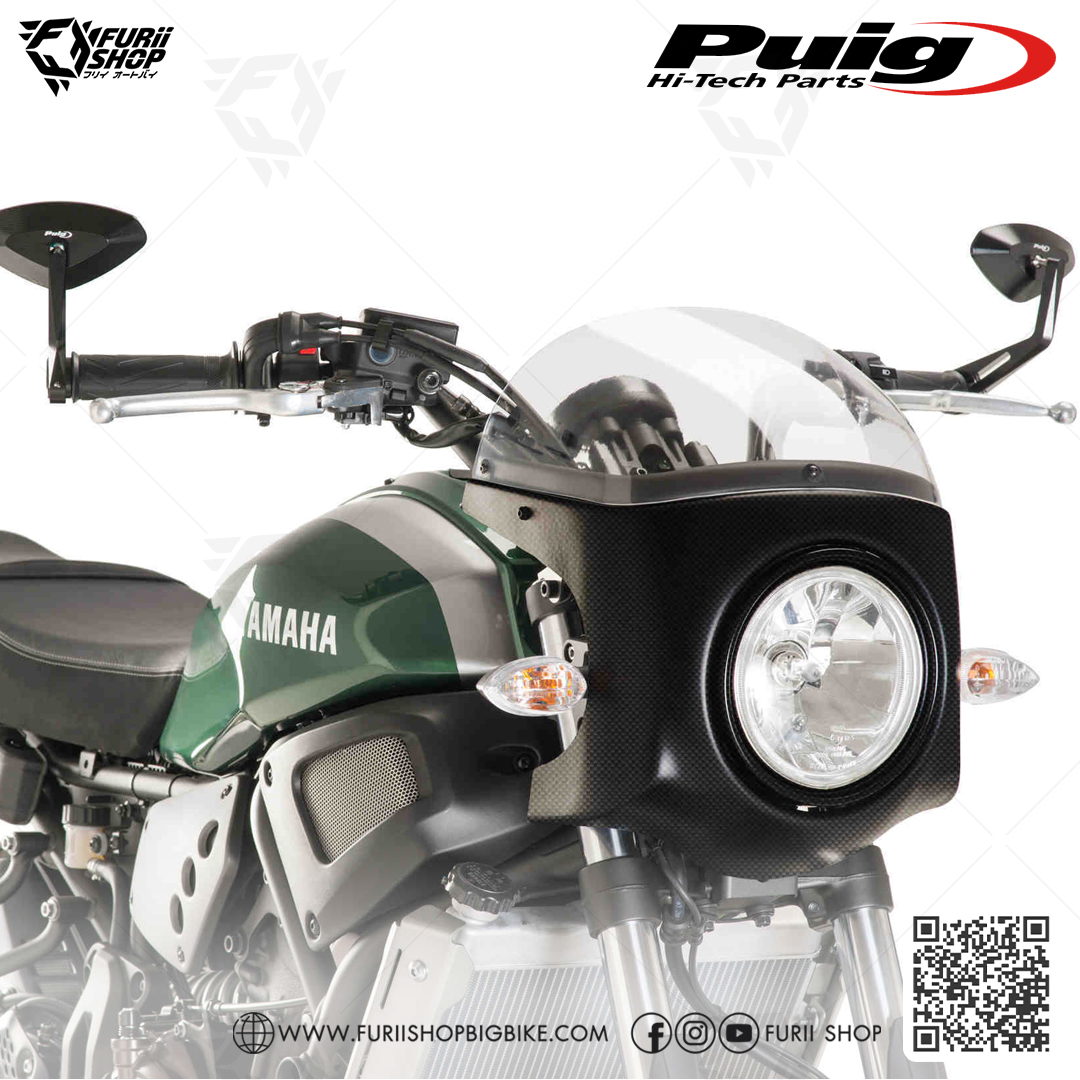 ชิลด์หน้า Puig Windshield Retro Semi Fairing Carbon : for Yamaha XSR700 2017-2020