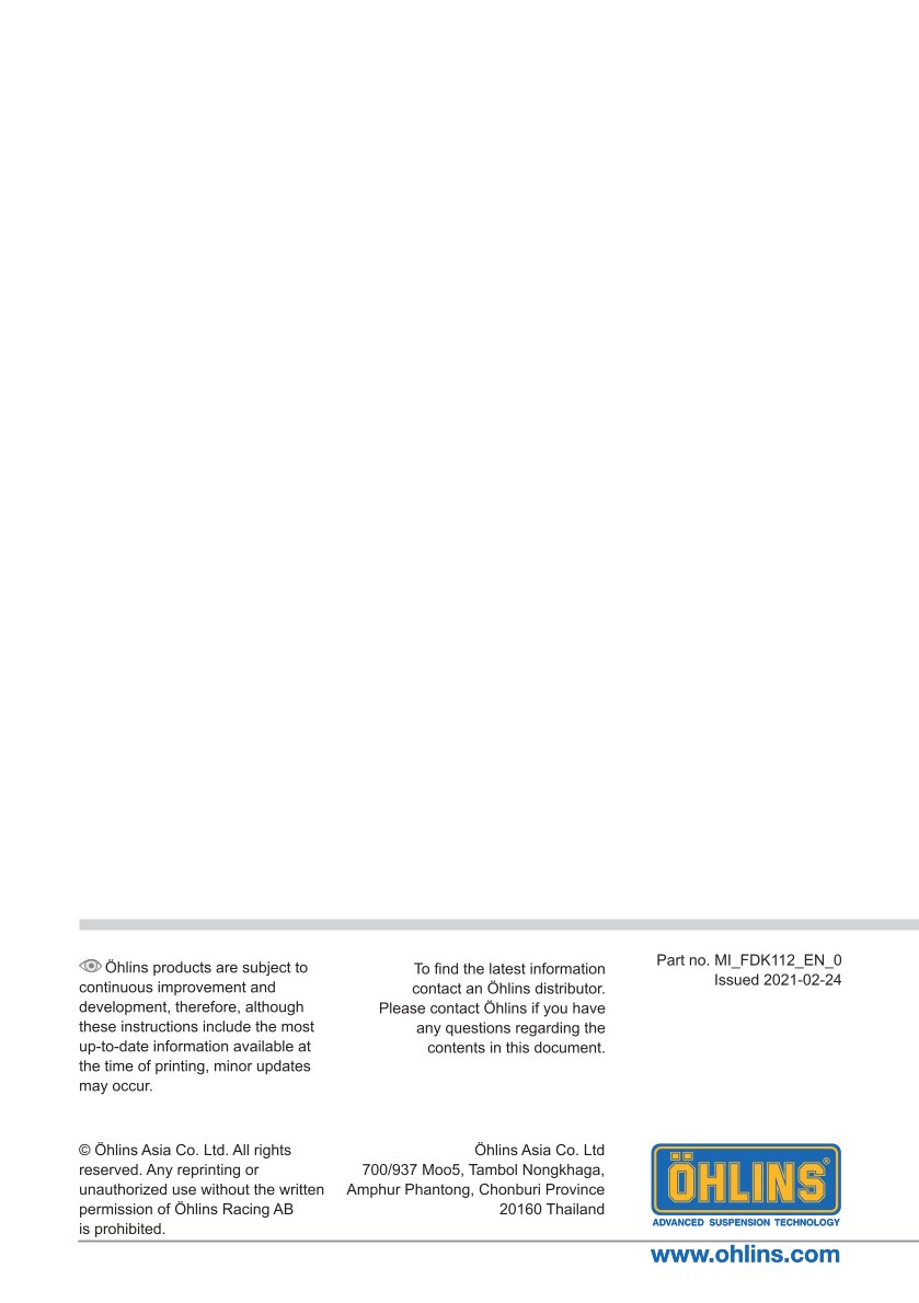 สปริงโช้คหน้า Ohlins FDK112 For Honda MSX125 2020-2022