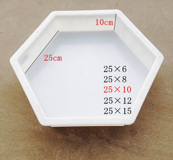 แม่พิมพ์บล็อคคอนกรีต ลาย 6 เหลี่ยม ขนาด 20x20x6 cm