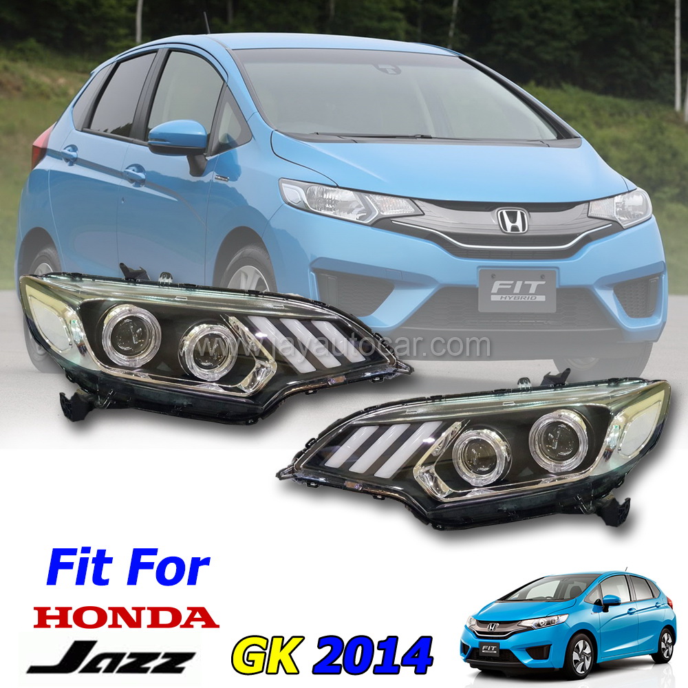 ไฟหน้าแต่ง ไฟหน้าโปรเจคเตอร์ ไฟหน้า LED Light Bar Devil Eye Honda Jazz GK 2014 สำหรับ ฮอนด้า แจ๊ส 2014-2018