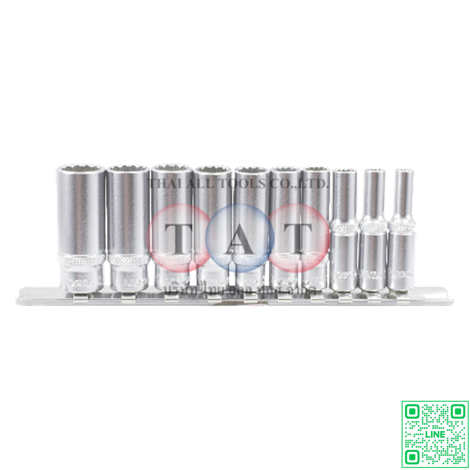 10 PCS 1/4" DR. 12PT FLANK DEEP SOCKET SET