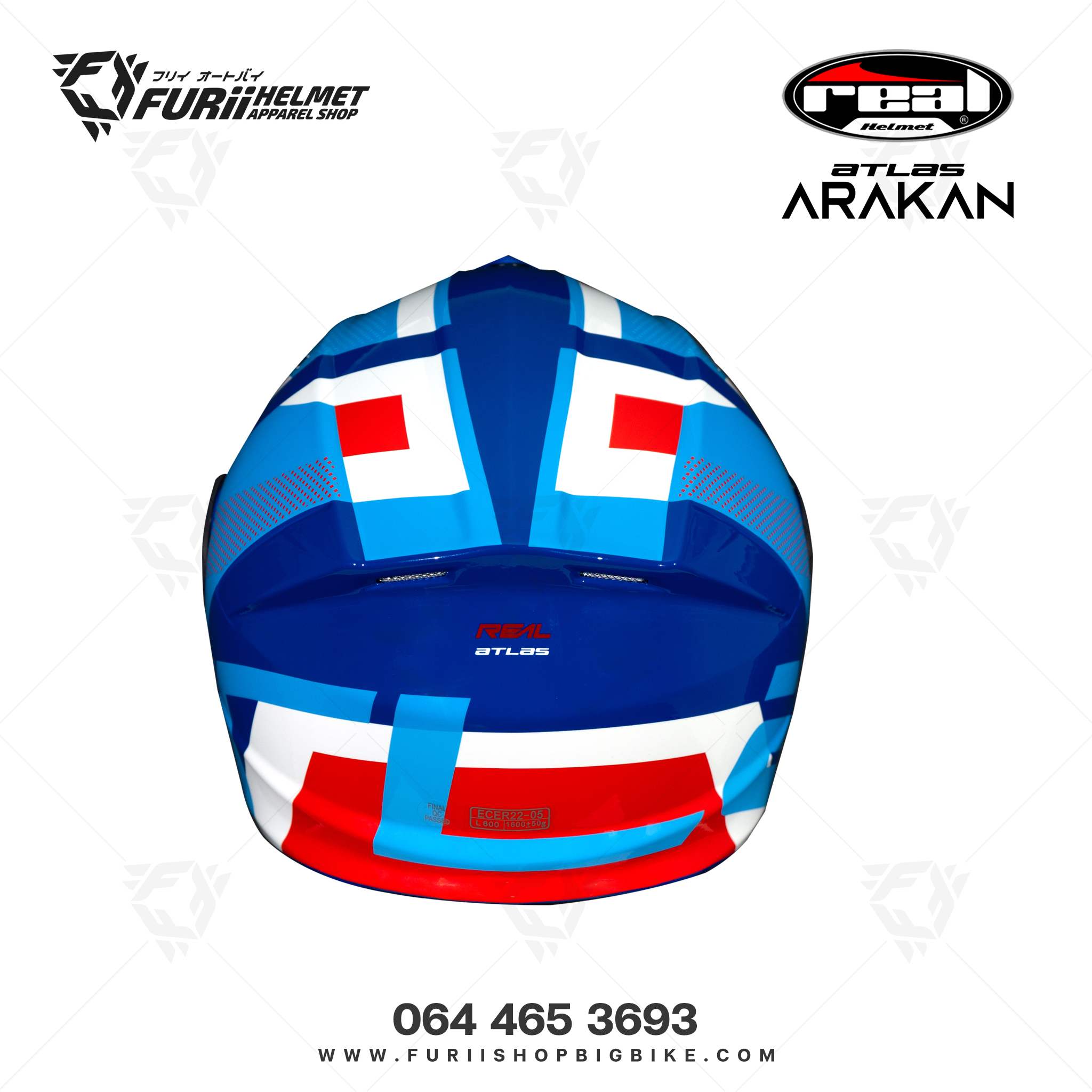 หมวกกนน็อคเต็มใบ Real Atlas Arakan : น้ำเงิน-แดง