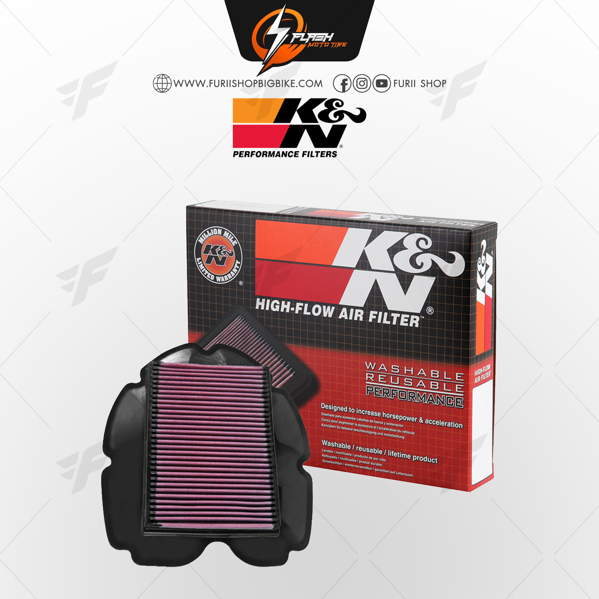 กรองอากาศ K&N สำหรับ YAMAHA