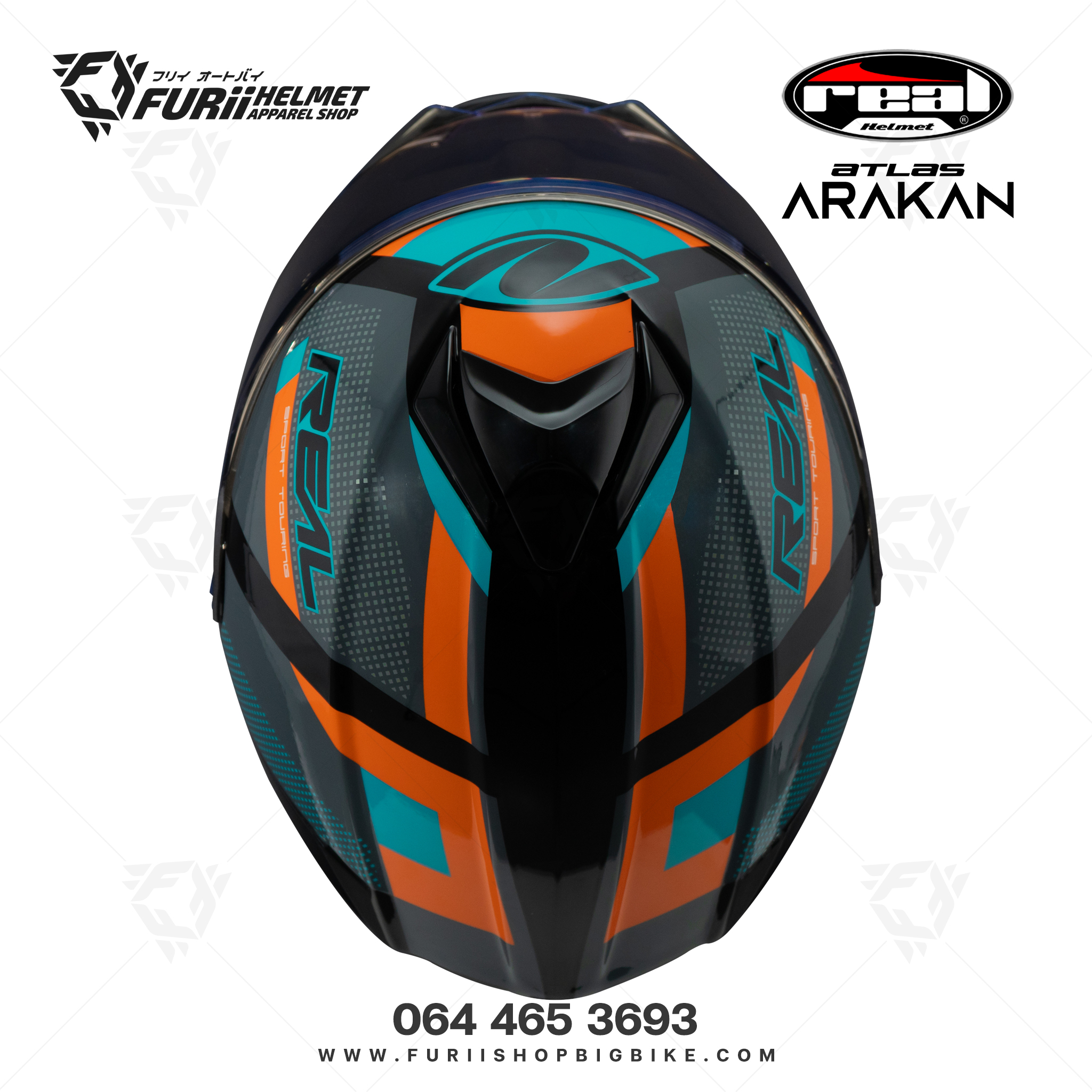 หมวกกนน็อคเต็มใบ Real Atlas Arakan : ดำ-ส้ม