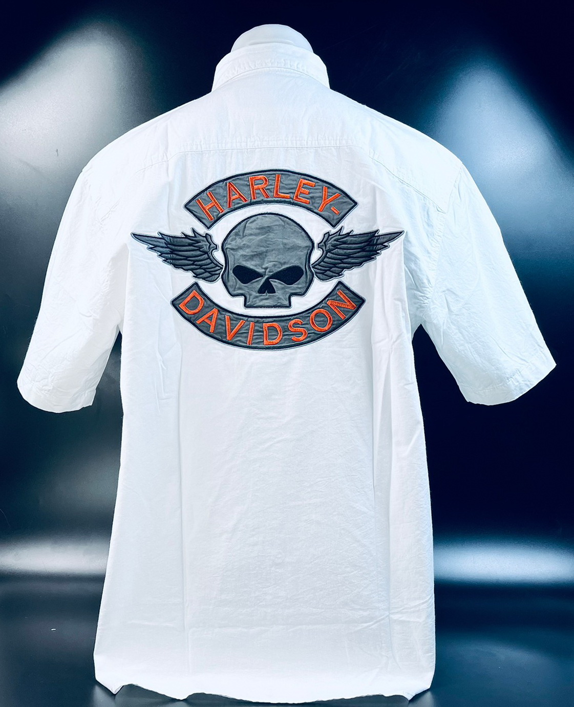 H-D shirt แขนสั้นปักลาย #96819 สีขาว (เหลือไซส์ XL ตัวเดียว)