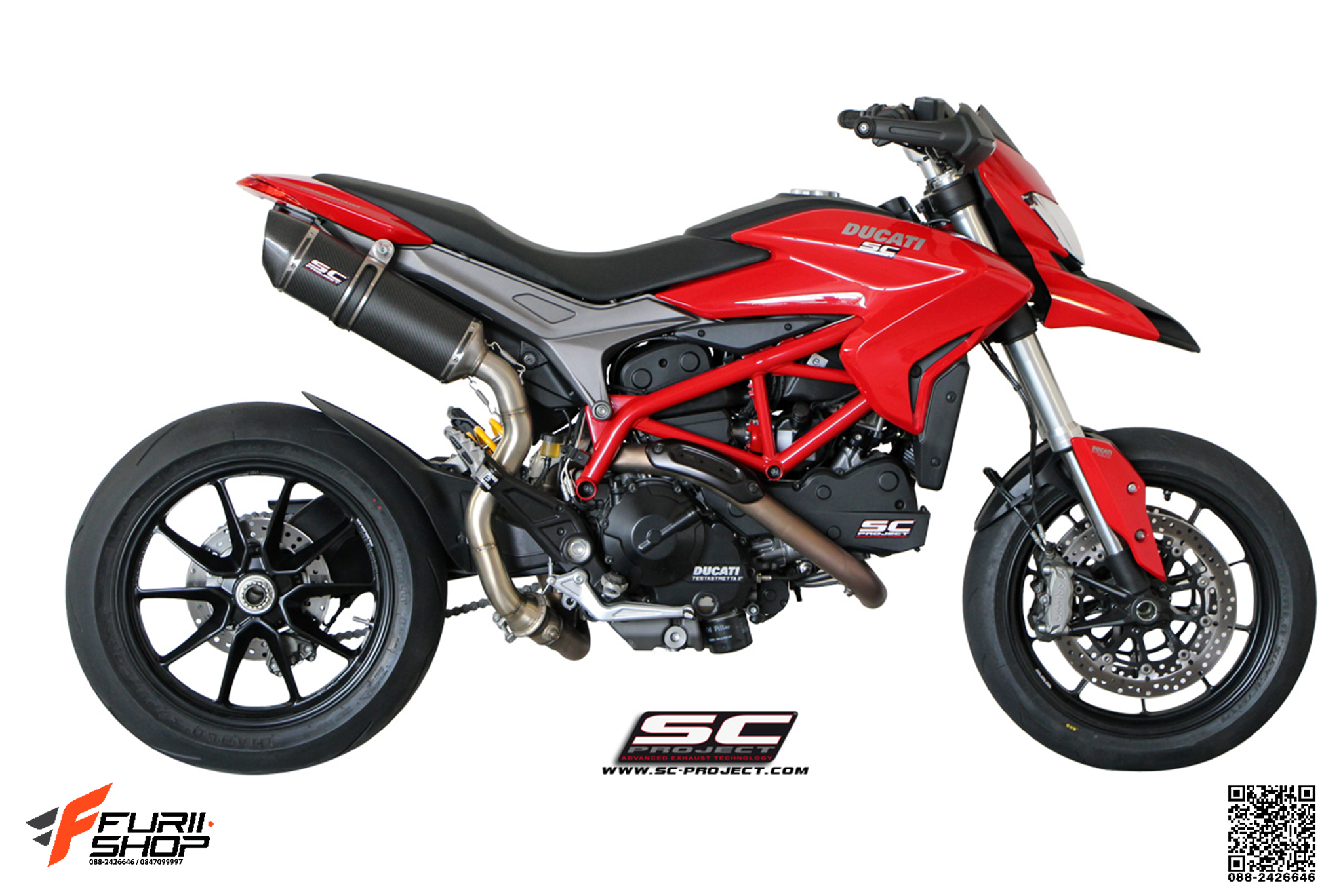 ท่อมอเตอร์ไซค์ SC PROJECT OVAL SILENCER - HIGH POSITION FOR HYPERMOTARD 821 ท่อแต่ง ท่อสูตร ท่อบิ๊กไบค์ ท่อBigbike ท่อไอเสีย