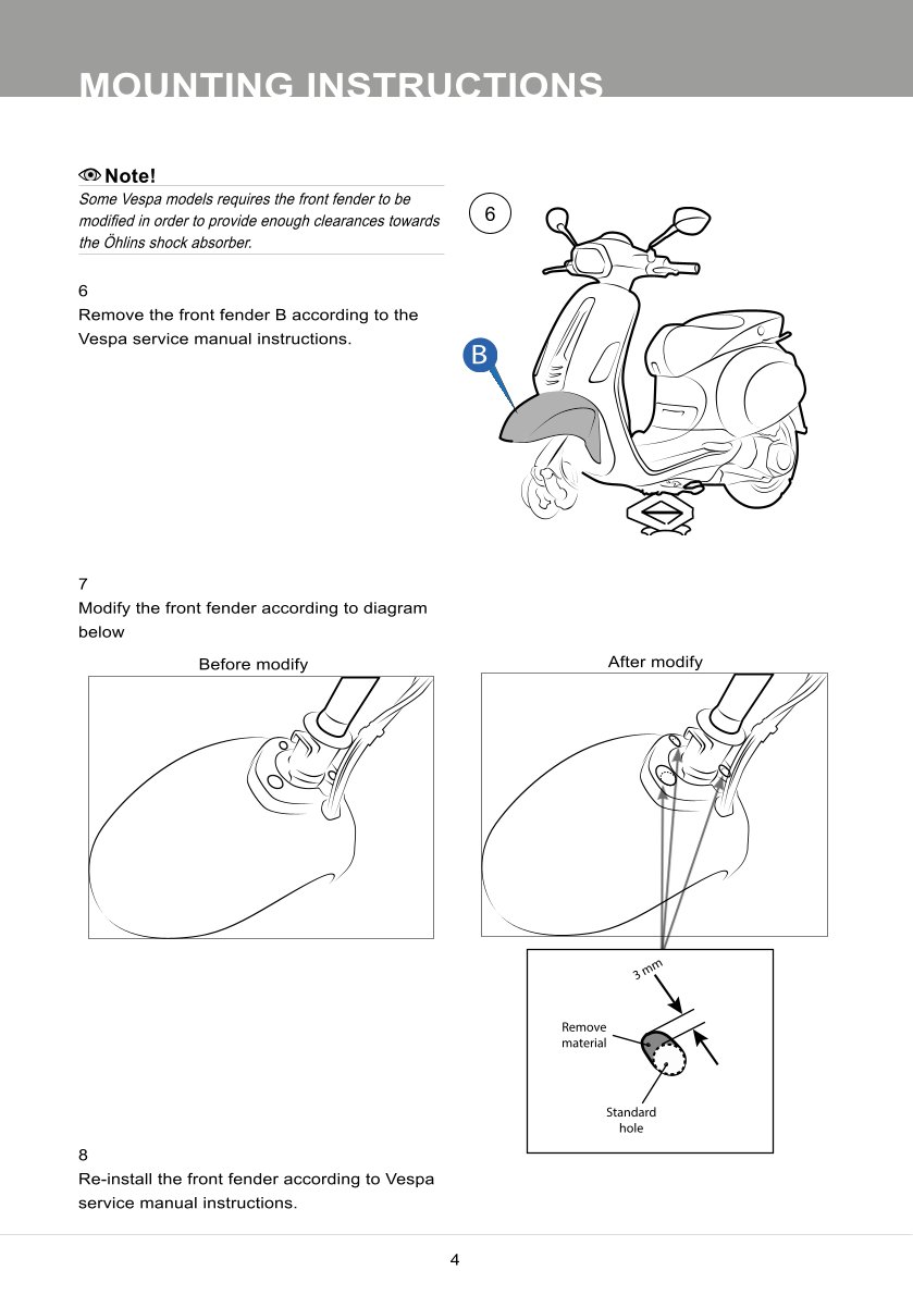 โช้คหน้า OHLINS PI801 For Vespa Sprint 150 ABS 2017-2024