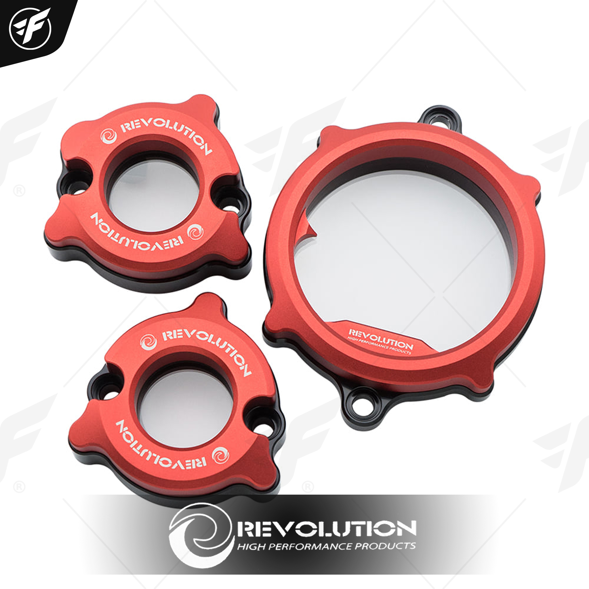 ชุดฝาปิดฝาสูบด้านL ฝาปิดตั้งวาล์ว+อคริลิค CNC REVOLUTION MONKEY-125 NEW 5เกียร์ /GROM-125 แดง