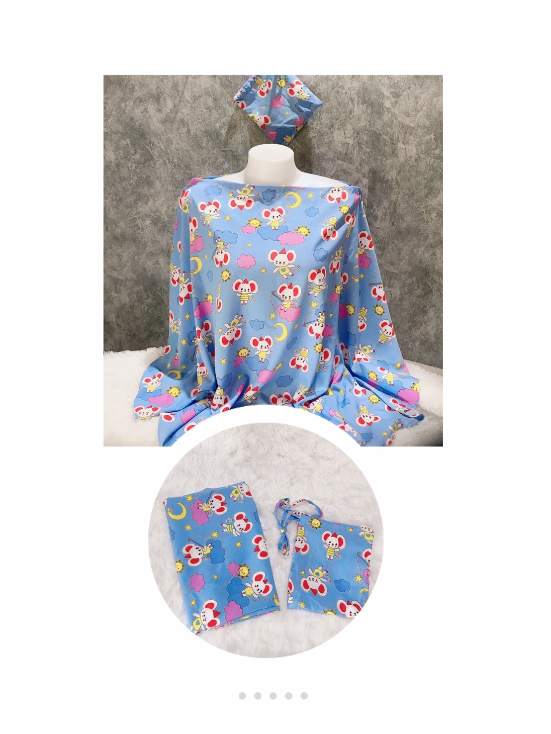 NC02_[สีฟ้าลายหนู]_ผ้าคลุมให้นมรุ่นมีกระดุม+แถมถุง