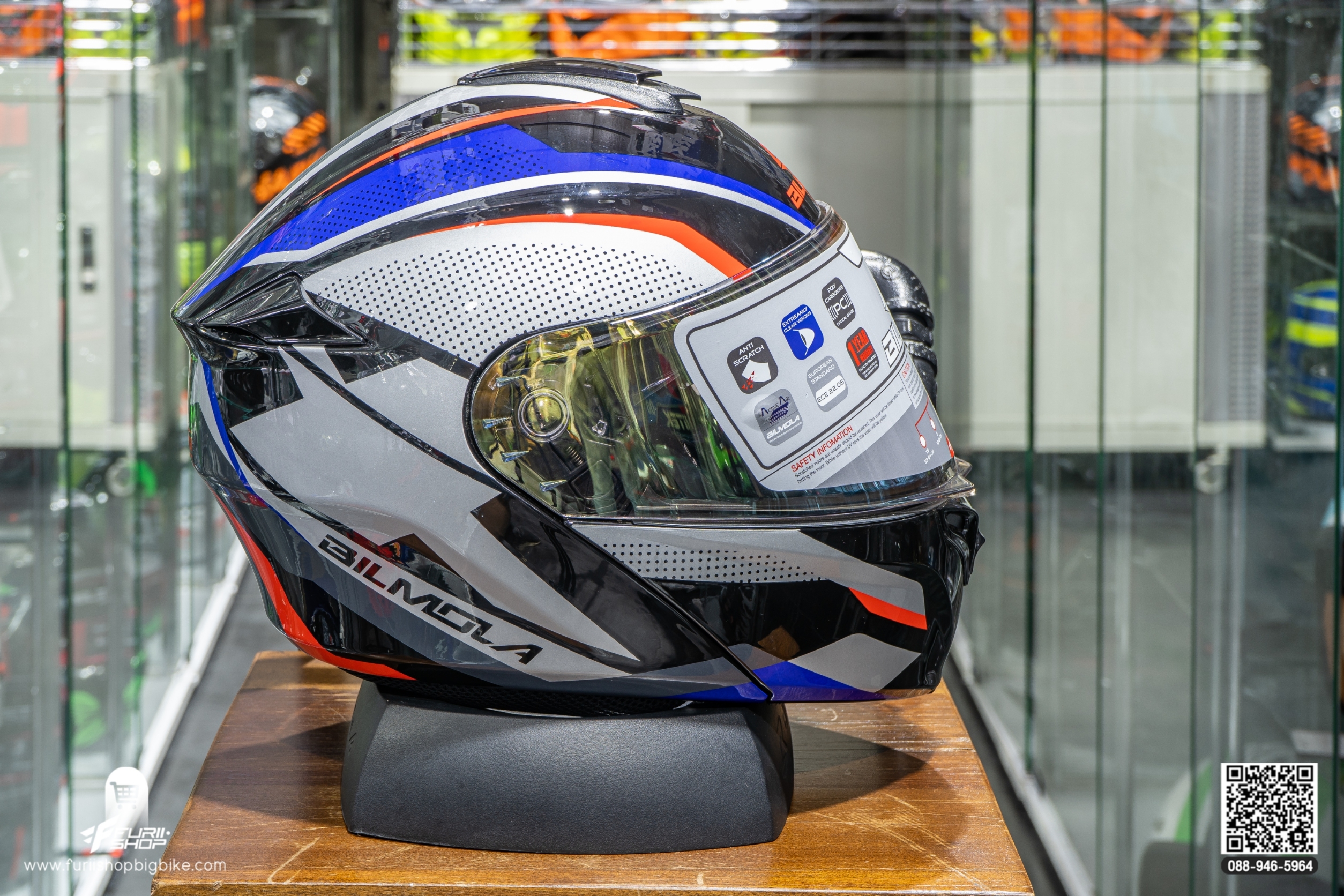 หมวกกันน็อค BIMOLA EXPLORER SX RED BLUE (GLOSSY)