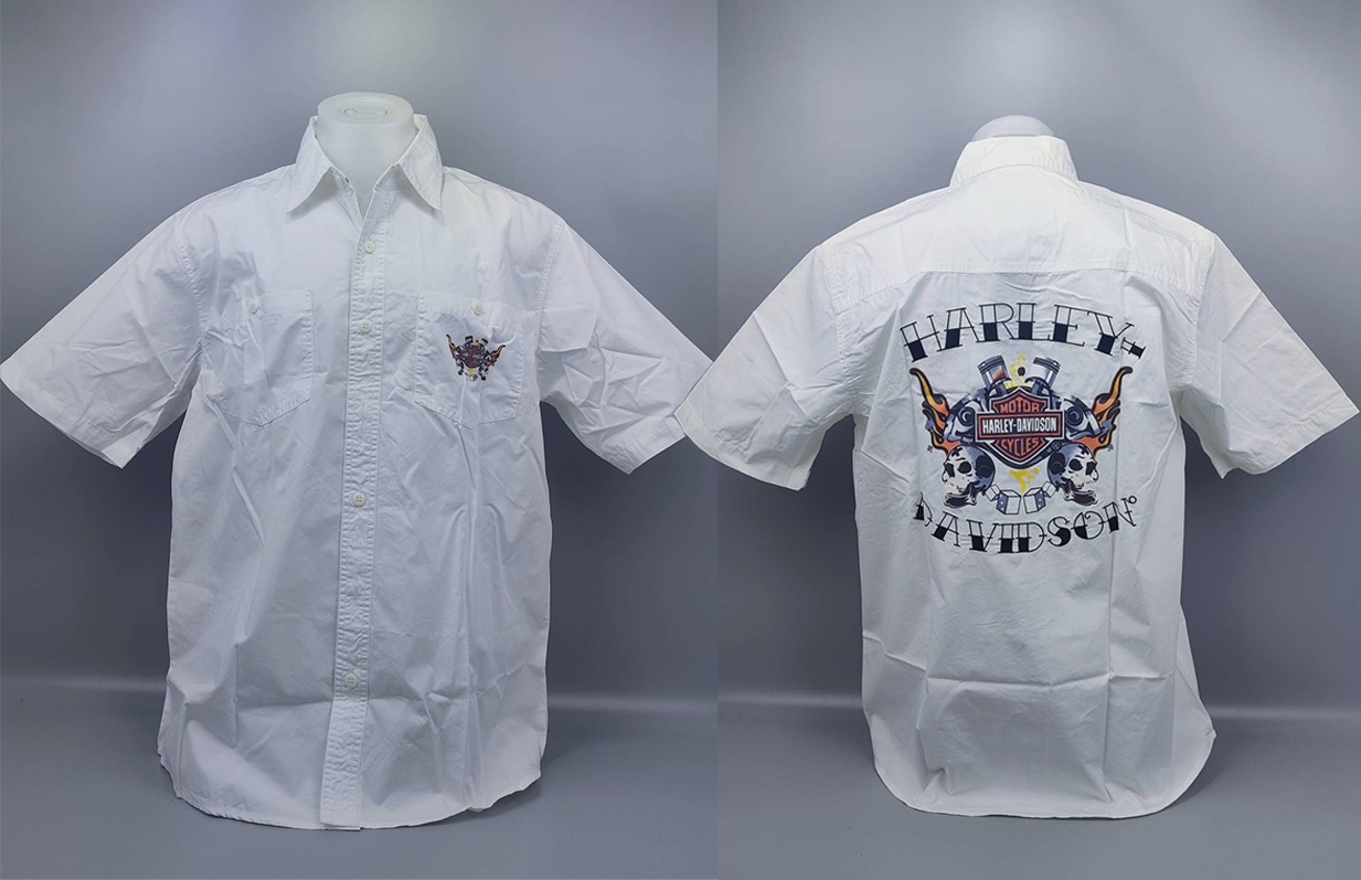 เสื้อ Shirt H-D พิมพ์ลาย โลโก้ เครื่องหัวกะโหลกคู่ ไซส์ M