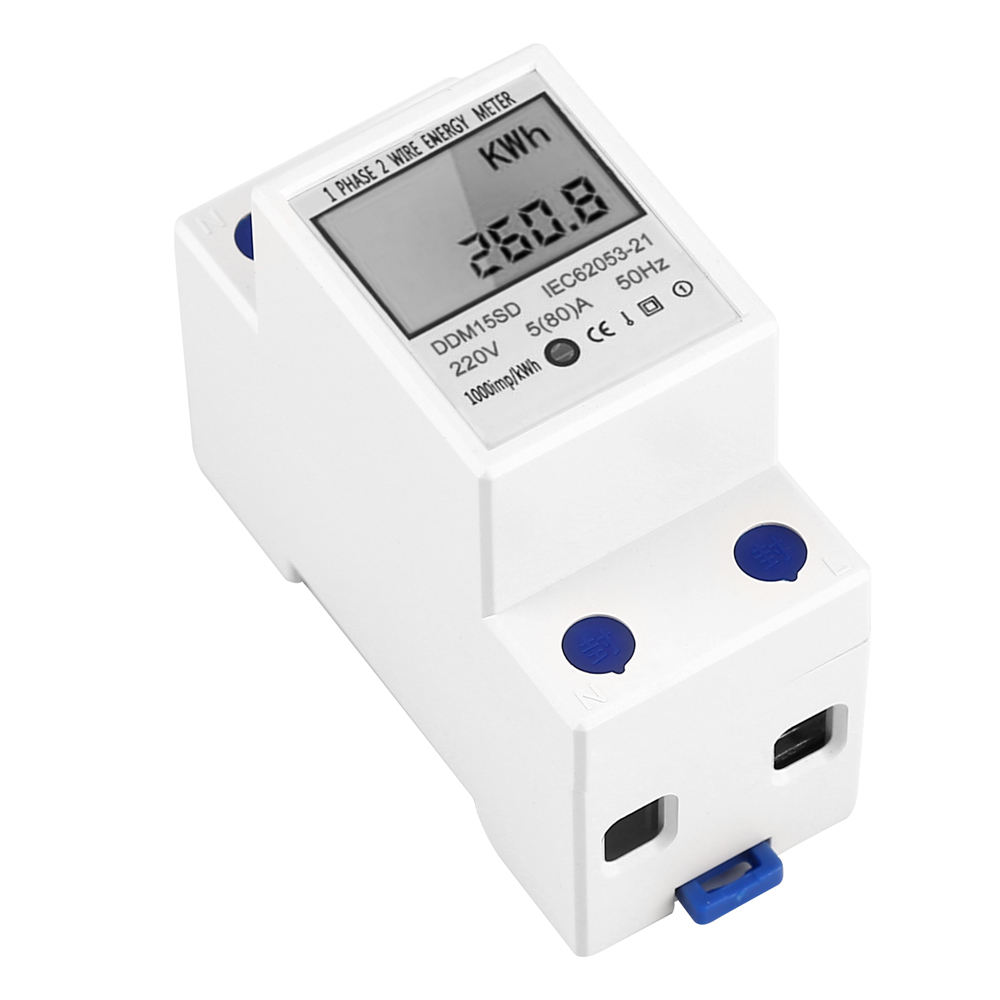 Din Rail LCD Digital Single Phase Energy Meter kWh Power Consumption Meter Wattmeter Electronic AC 220V
